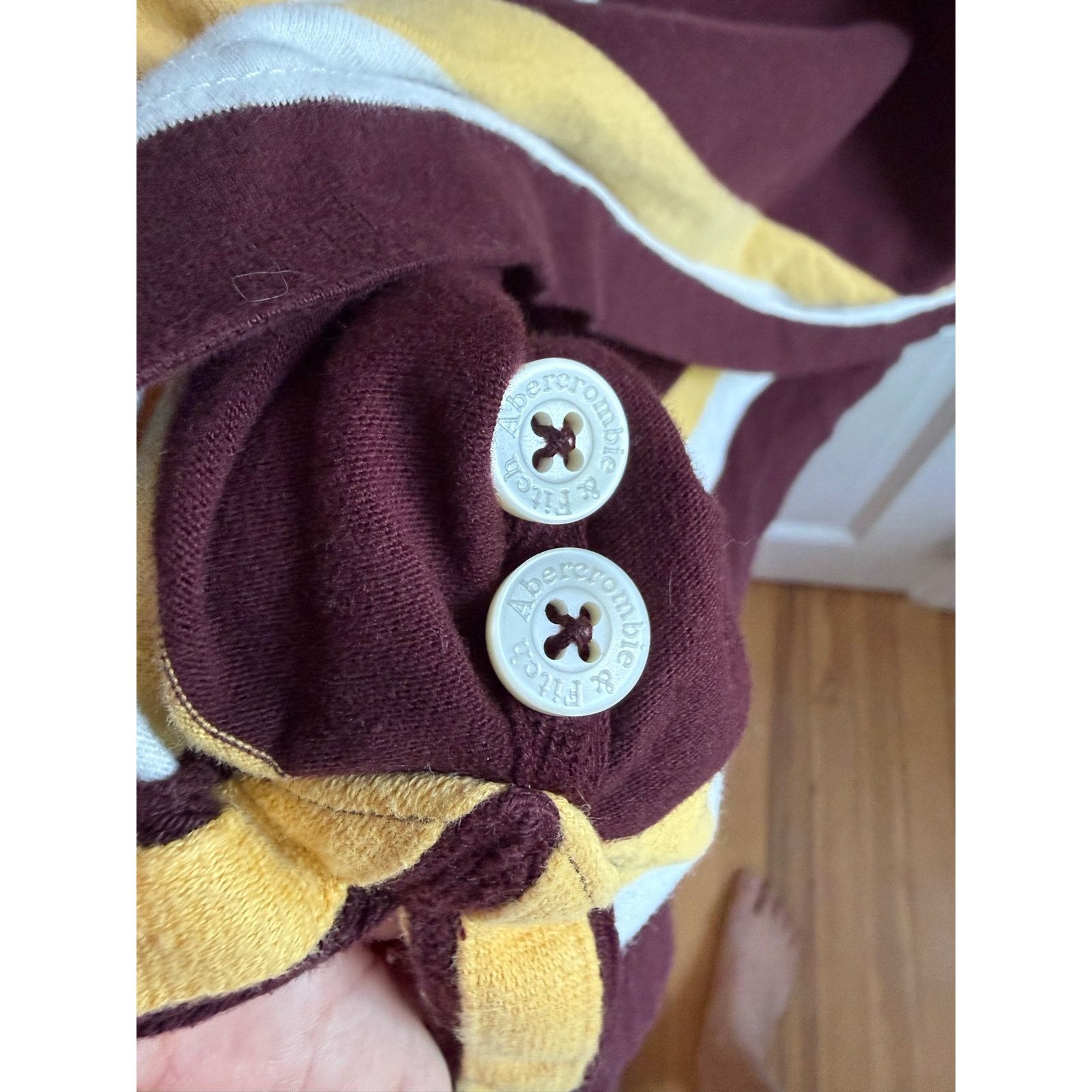 Abercrombie & Fitch Vintage Abercrombie Fitch Polo XL BrownYellowWhite StripsY2K Size US XL / EU 56 / 4 - 6 Thumbnail