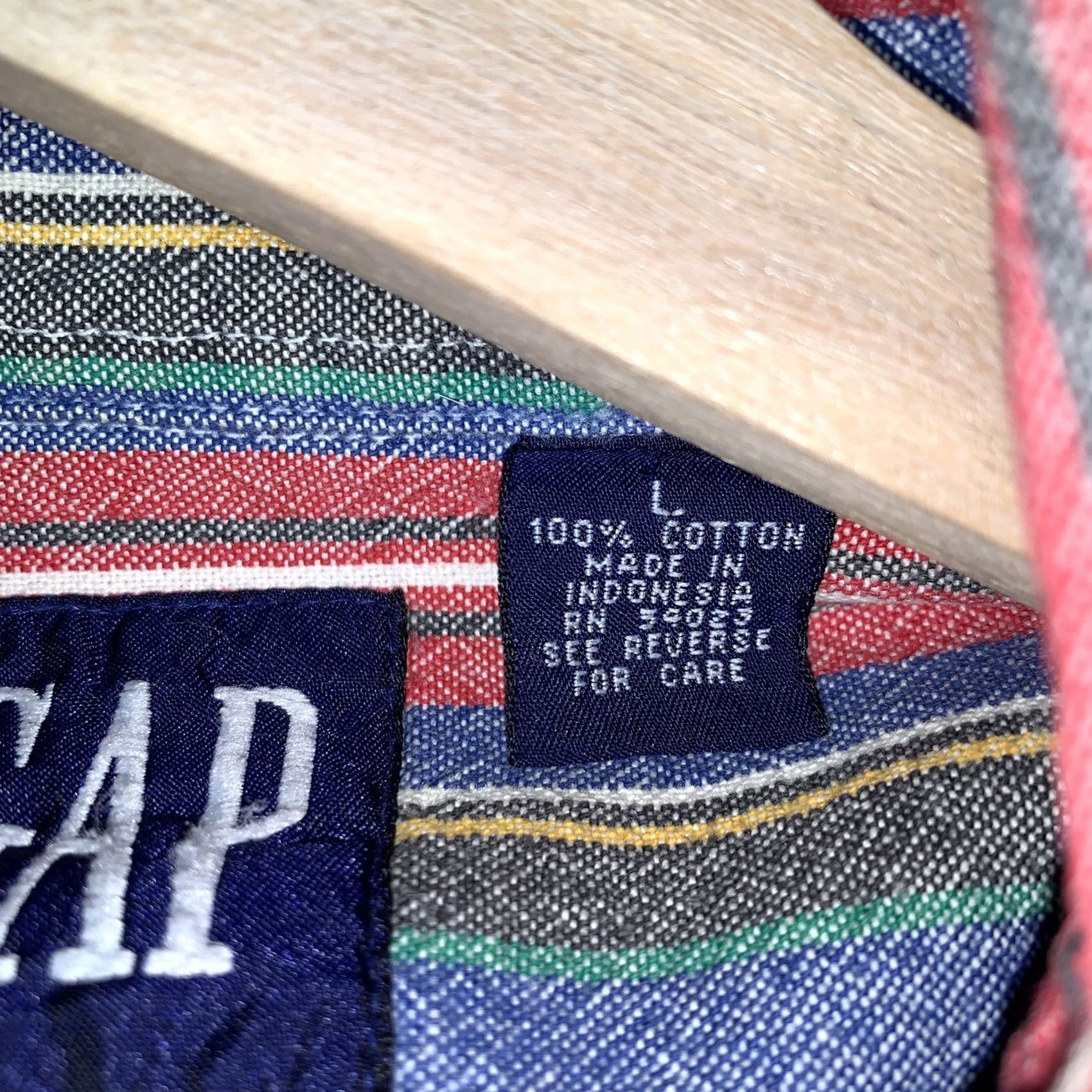 Gap VINTAGE Gap Blue Denim Striped Button Up Shirt Large Long Sleeve Vintage Size US L / EU 52-54 / 3 - 5 Thumbnail