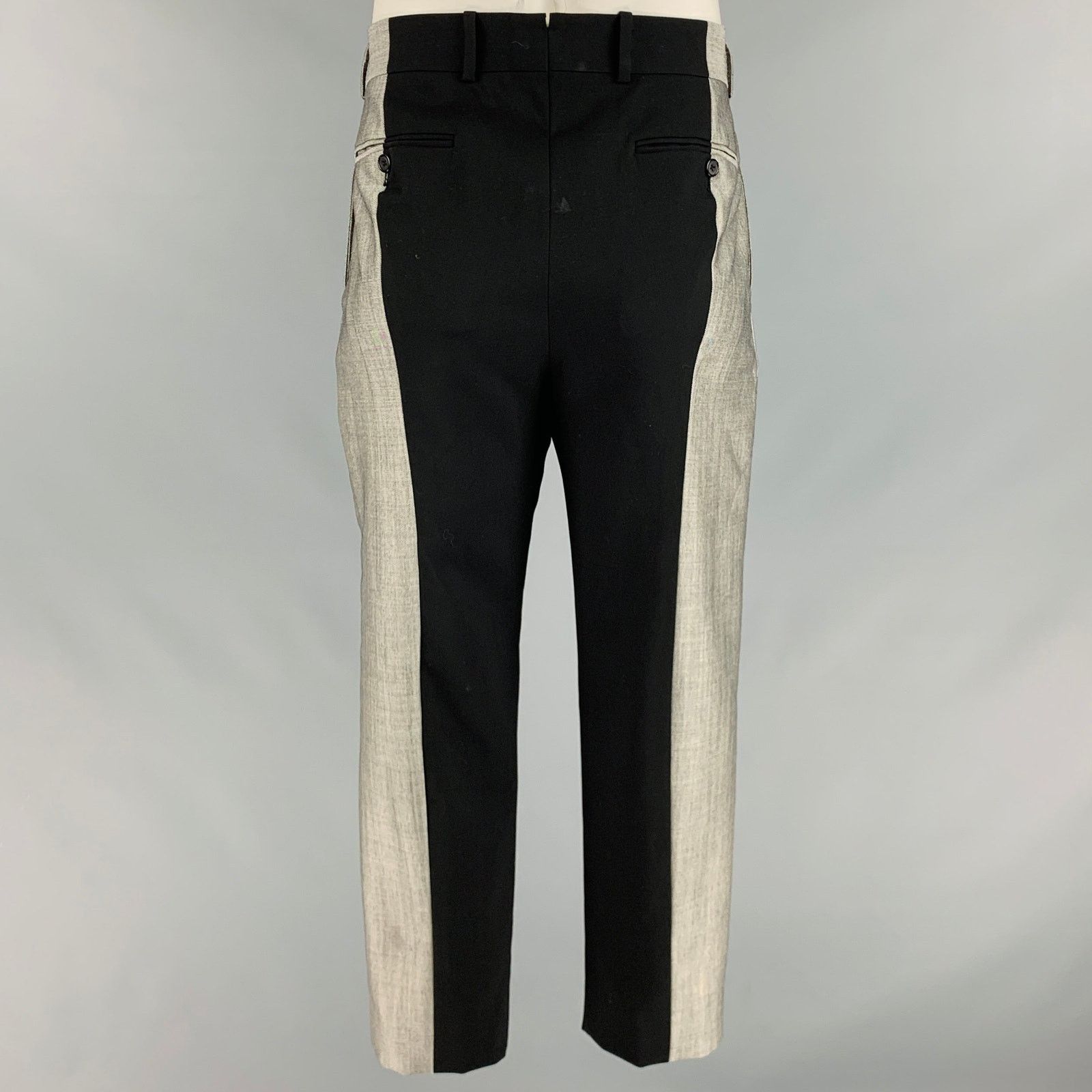 Alexander McQueen Size 38 Black Grey Two Tone Wool Flat Front Dress Pants Size US 38 / EU 54 - 3 Thumbnail