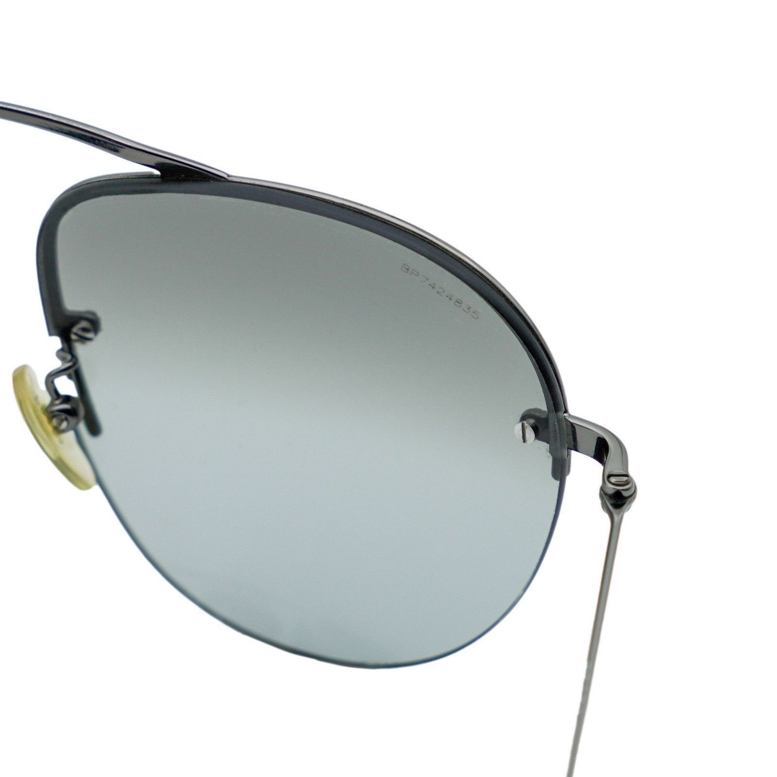 Prada Prada Gunmetal Half Rimless Logo Gradient Pilot Sunglasses Size ONE SIZE - 6 Thumbnail