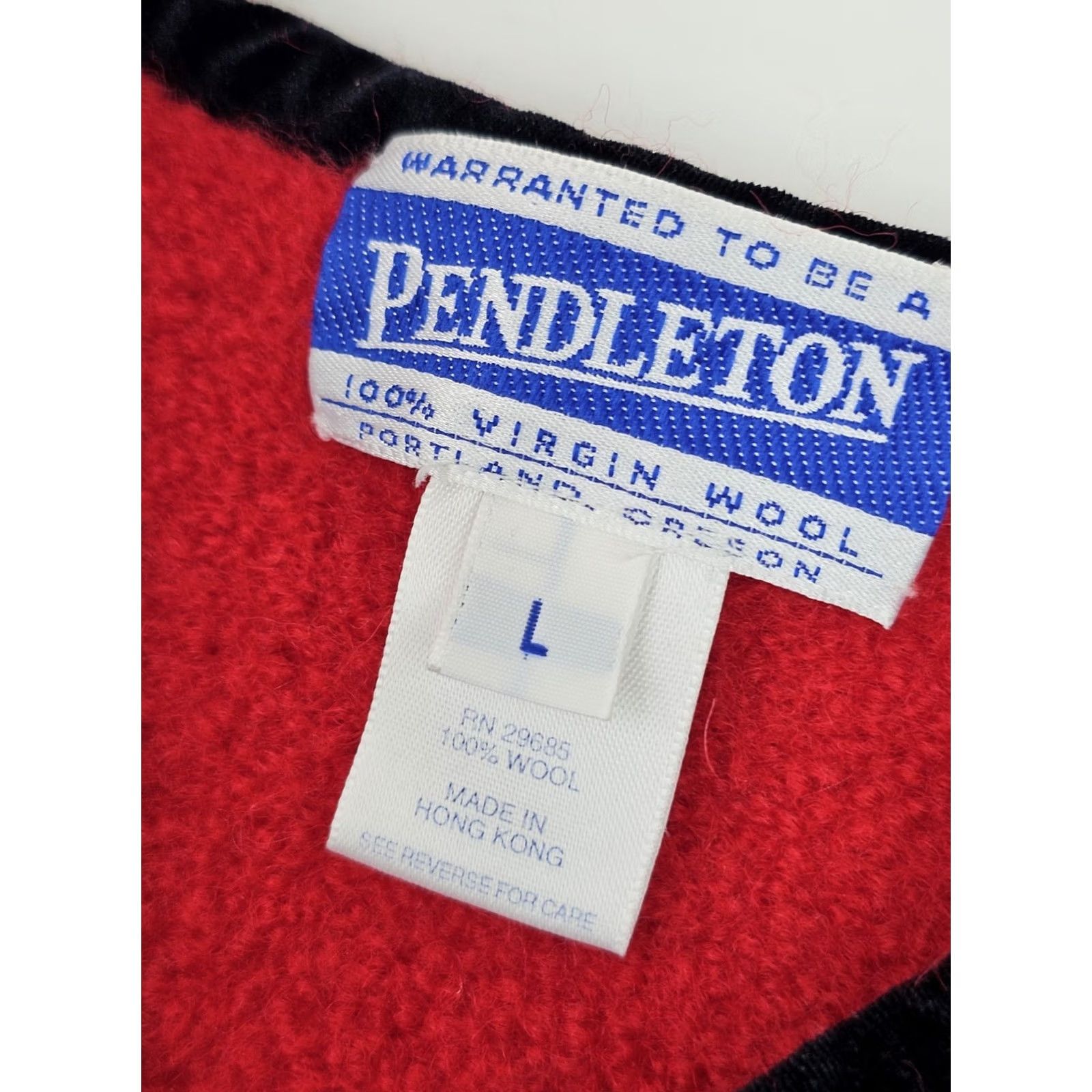 Pendleton VINTAGE Pendleton Cardigan Women L Red Button Velvet Accent 100% Virgin Wool Knit Warmth Casual Size L / US 10 / IT 46 - 3 Thumbnail