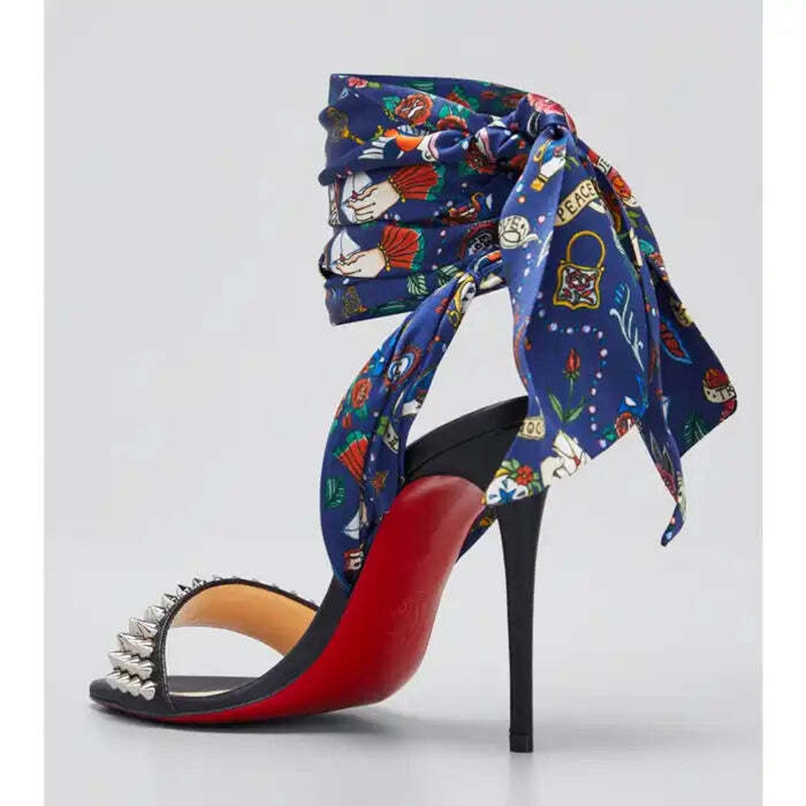Christian Louboutin Sandale Du Desert Spikes 100 Black Sandal Heel Pump 36.5 Size US 6.5 / IT 36.5 - 8 Thumbnail
