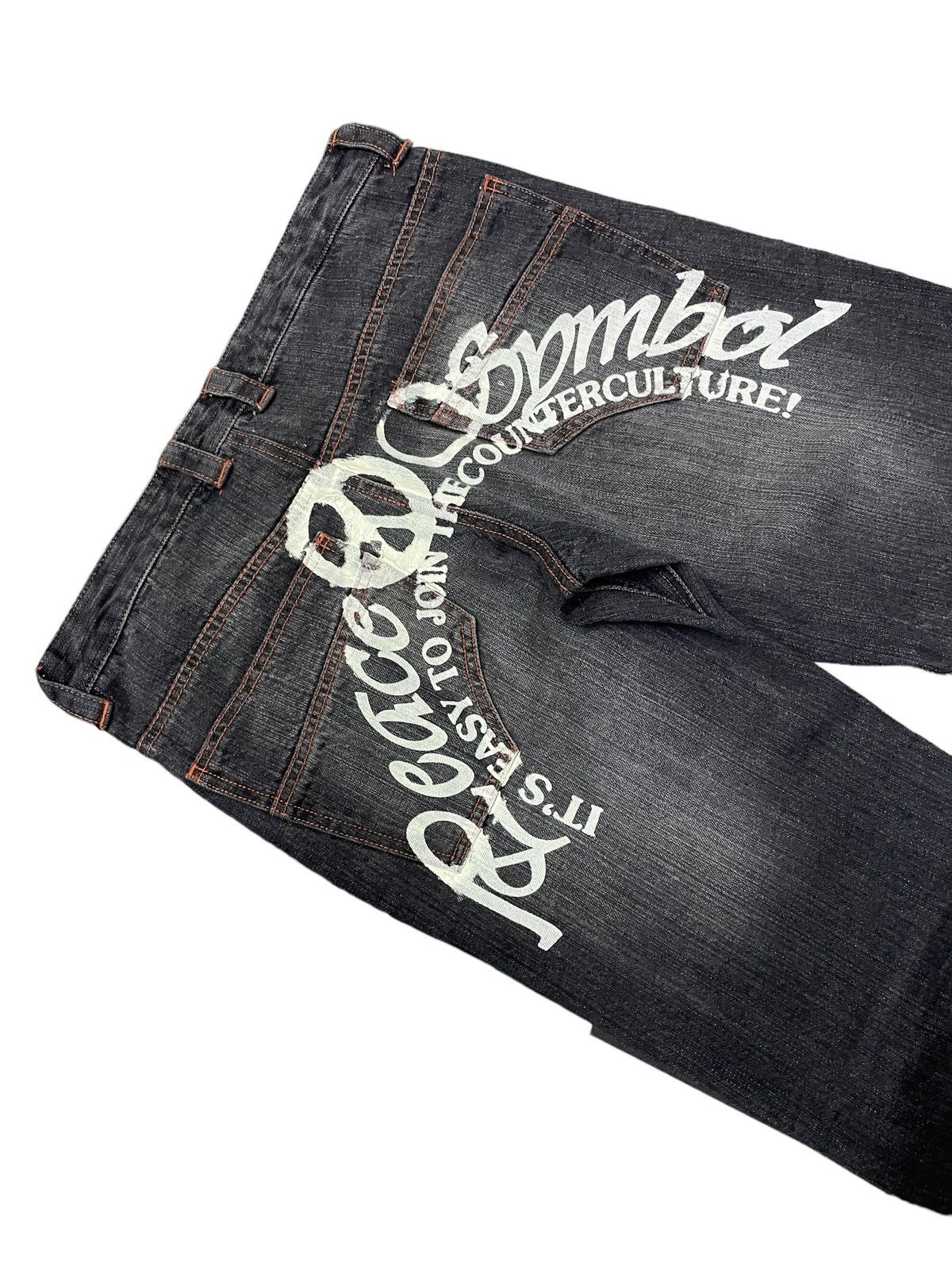 GOSTAR DE FUGA × Hysteric Glamour × Japanese Brand Peace Symbol Japan Daicock Evisu Styled Flared Jeans Size US 30 / EU 46 - 4 Thumbnail