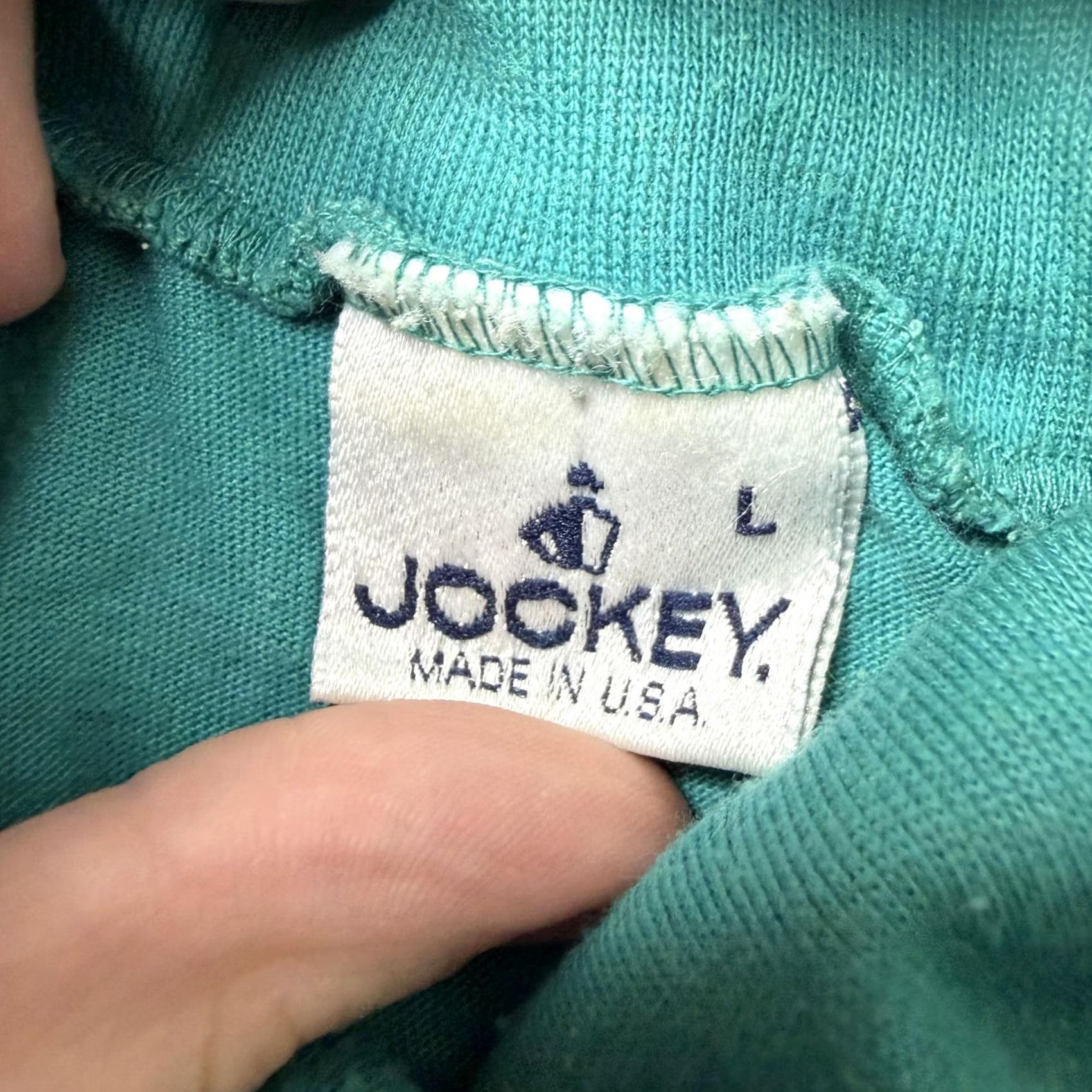 Jockey VINTAGE Jockey Shirt Mens Large Green Mock Neck Long Sleeve Tee T-Shirt USA Mens L Green Tee Size US L / EU 52-54 / 3 - 3 Thumbnail