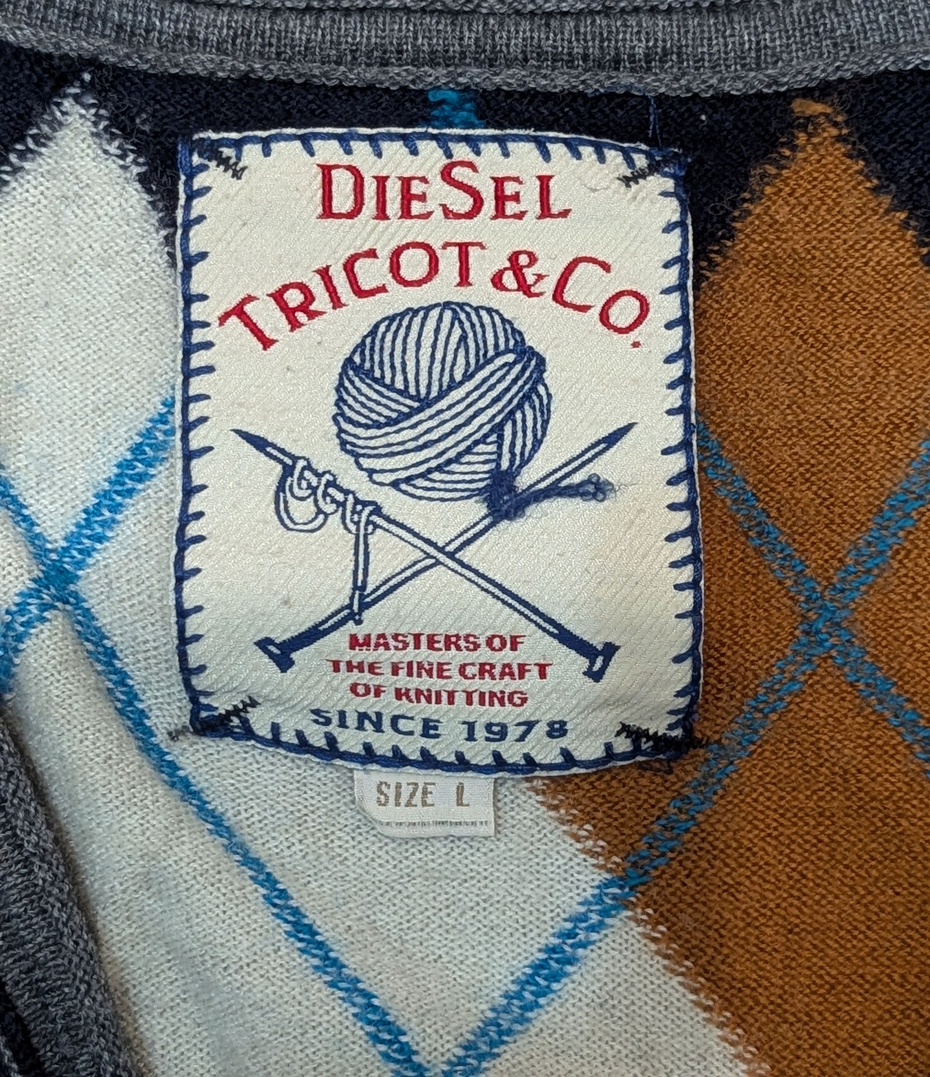 Diesel DIESEL Argyle Diamond Inside-Out Seams Cardigan Size US M / EU 48-50 / 2 - 4 Thumbnail