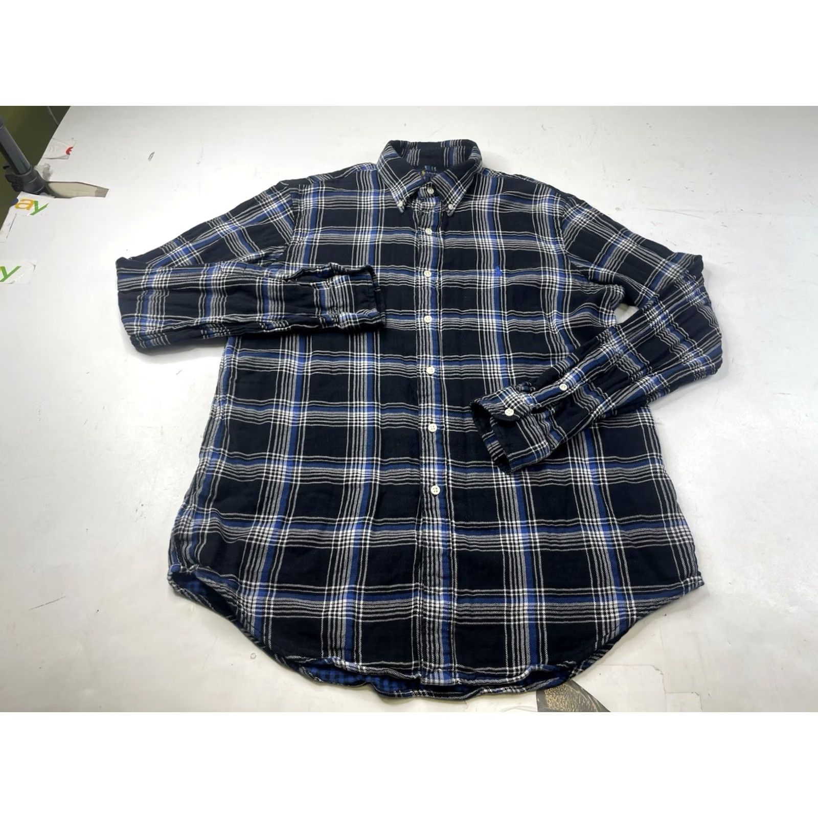 Ralph Lauren POLO RALPH LAUREN Mens Large Sport Shirt Blue Black COTTON DOUBLE FACED PLAID Size US L / EU 52-54 / 3 - 2 Thumbnail