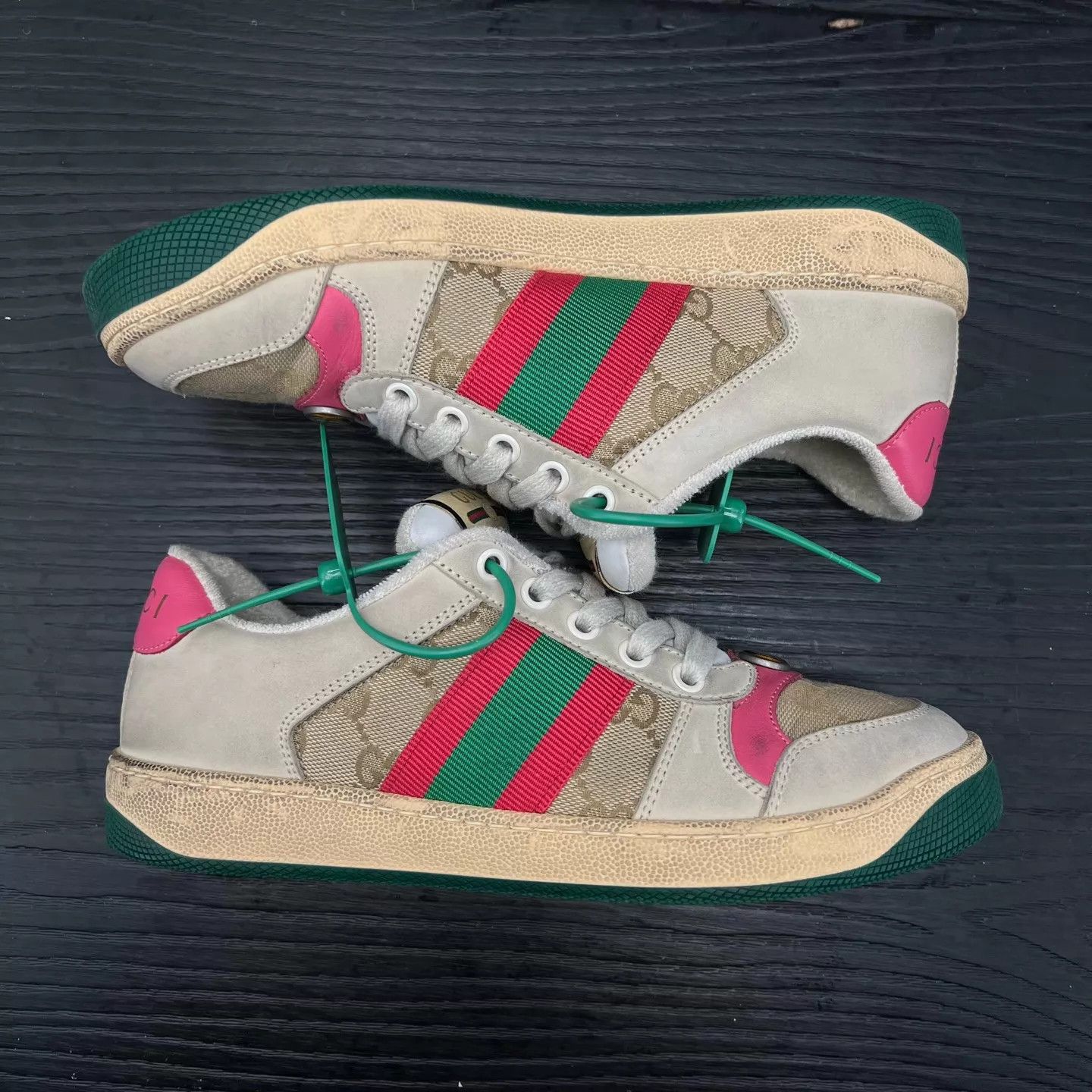 Gucci Gucci Distressed Sneakers Ebony Pink Size 36 Size US 5.5 / IT 35.5 - 3 Thumbnail