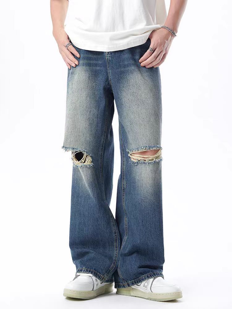 Japanese Brand × Jean West Coast hip-hop washed and ripped baggy jeans Size US 32 / EU 48 - 1 Thumbnail
