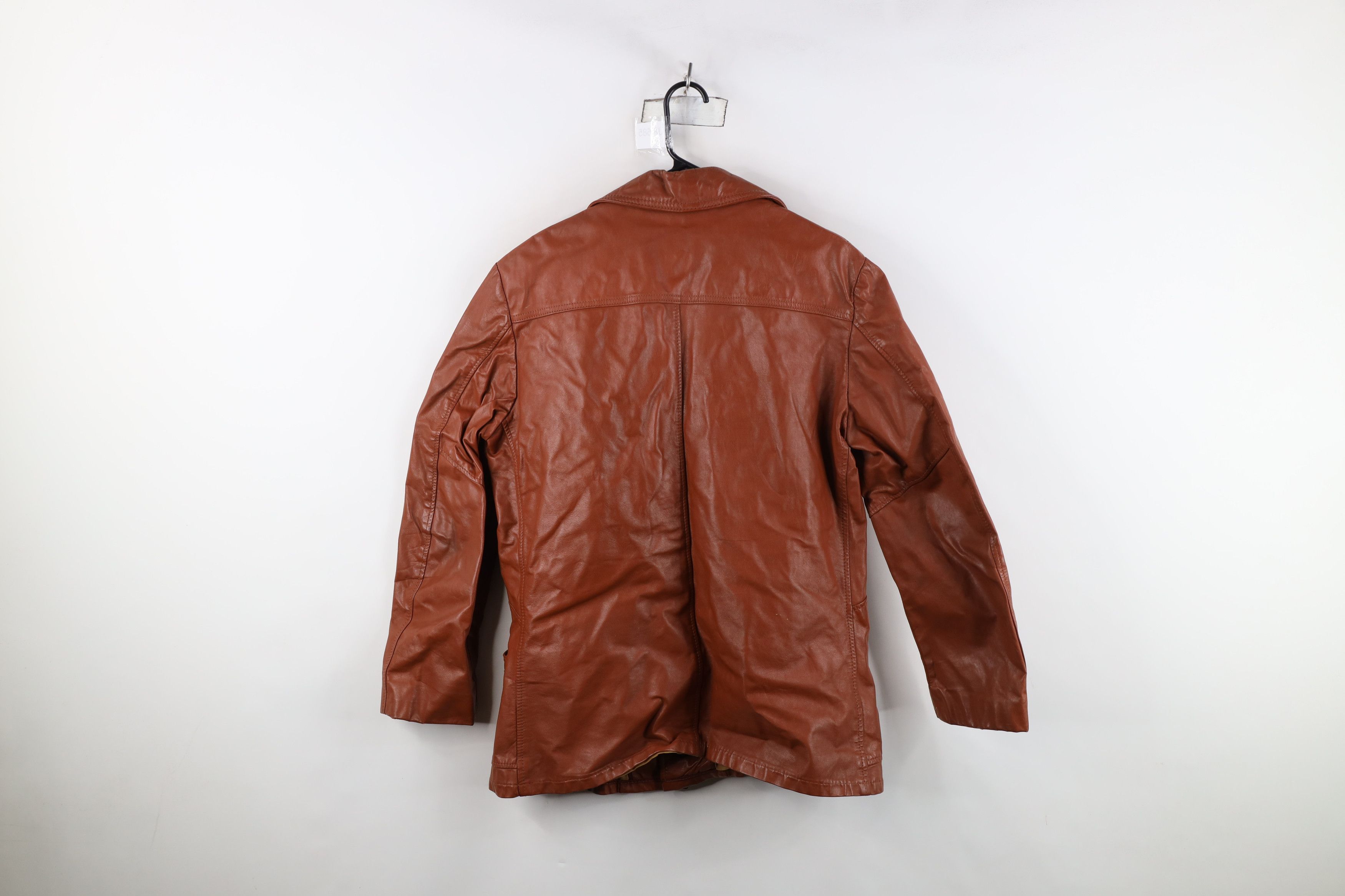 Vintage Vintage 70s Streetwear Lined Leather Button Jacket Brown USA Size US XL / EU 56 / 4 - 13 Thumbnail