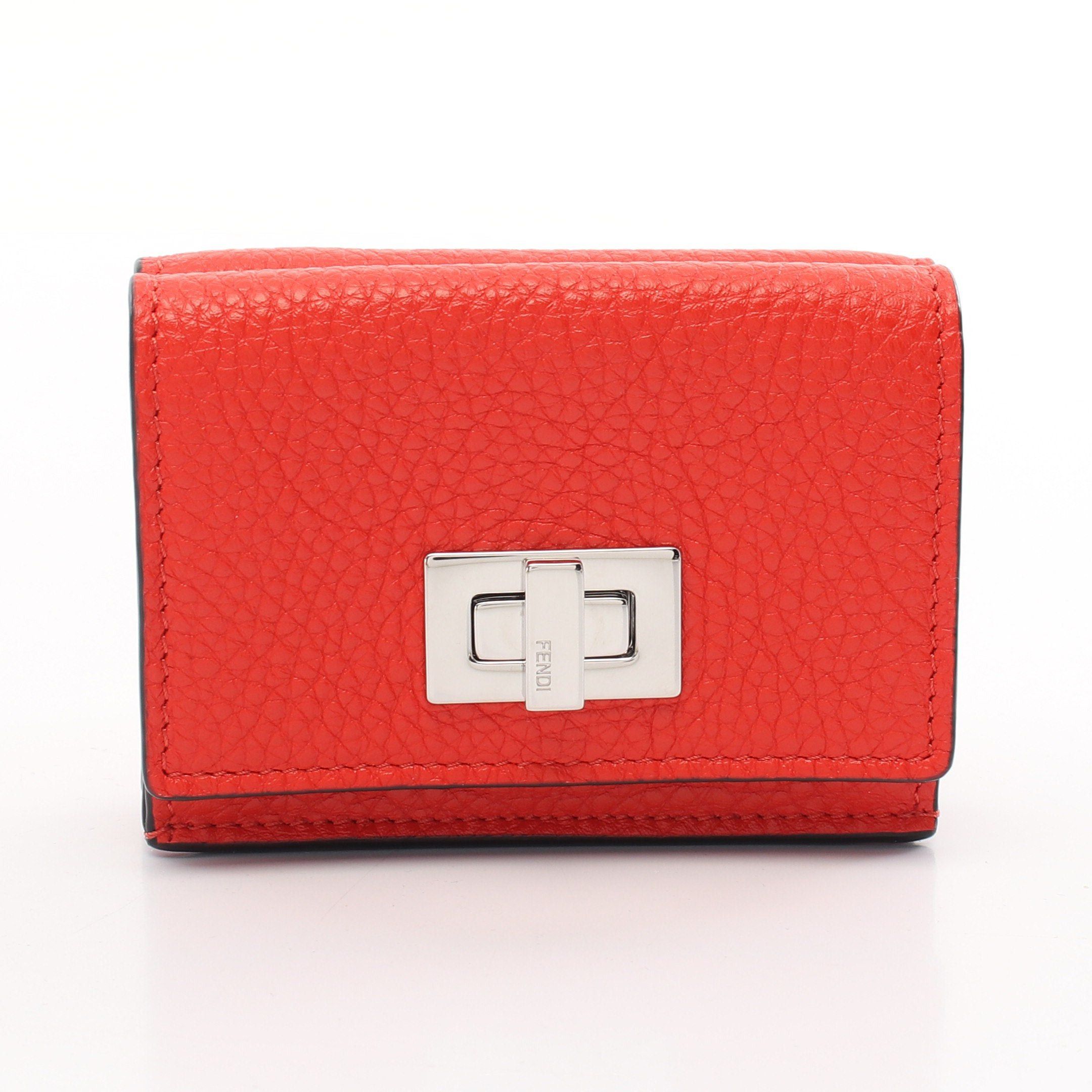 Fendi Fendi Peekaboo Trifold Wallet Compact Leather Red Size ONE SIZE - 1 Thumbnail
