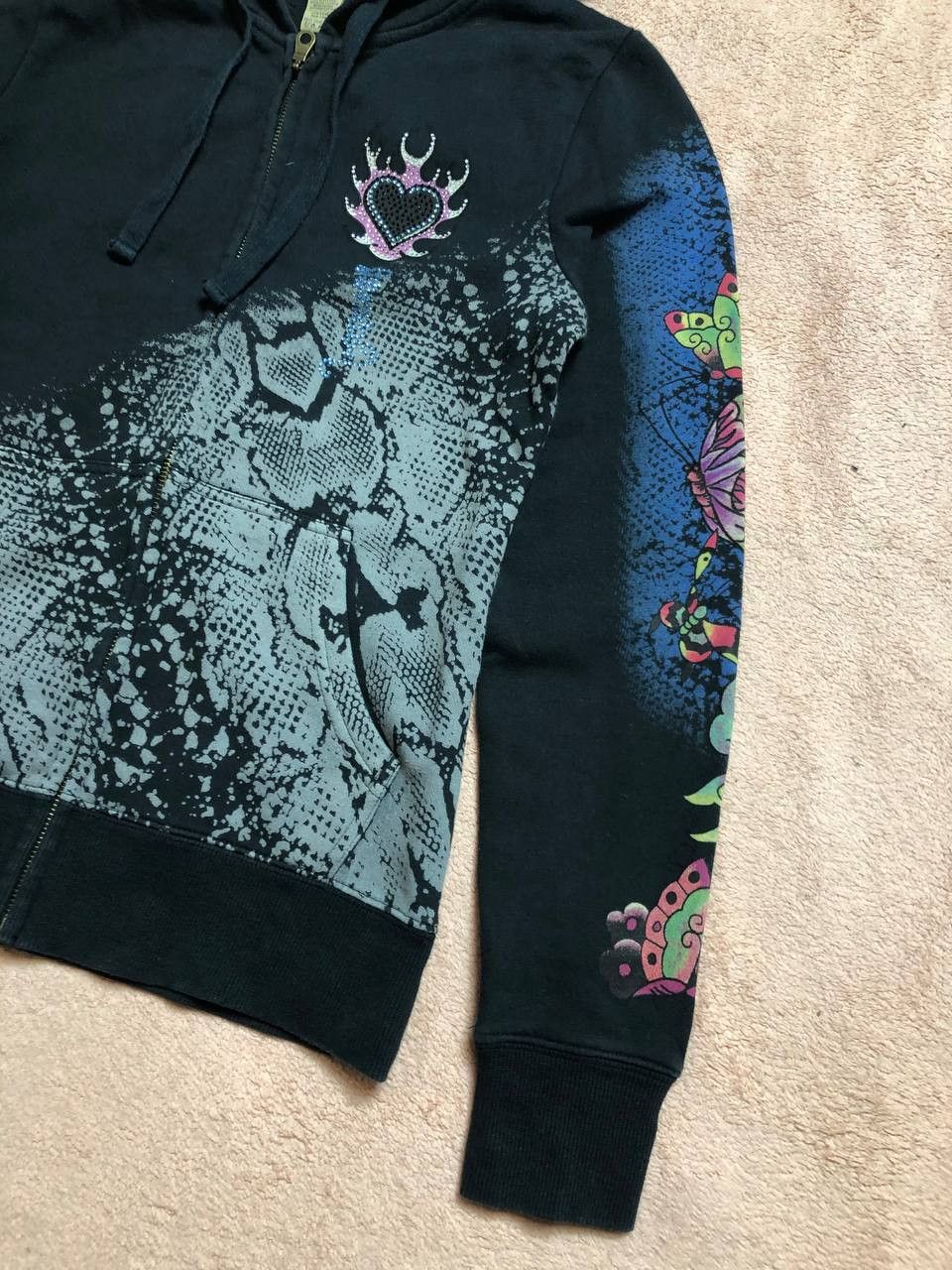 Ed Hardy Vintage Ed Hardy Big Y2K Logo Full Zip Hoodie Size S Size S / US 4 / IT 40 - 6 Thumbnail