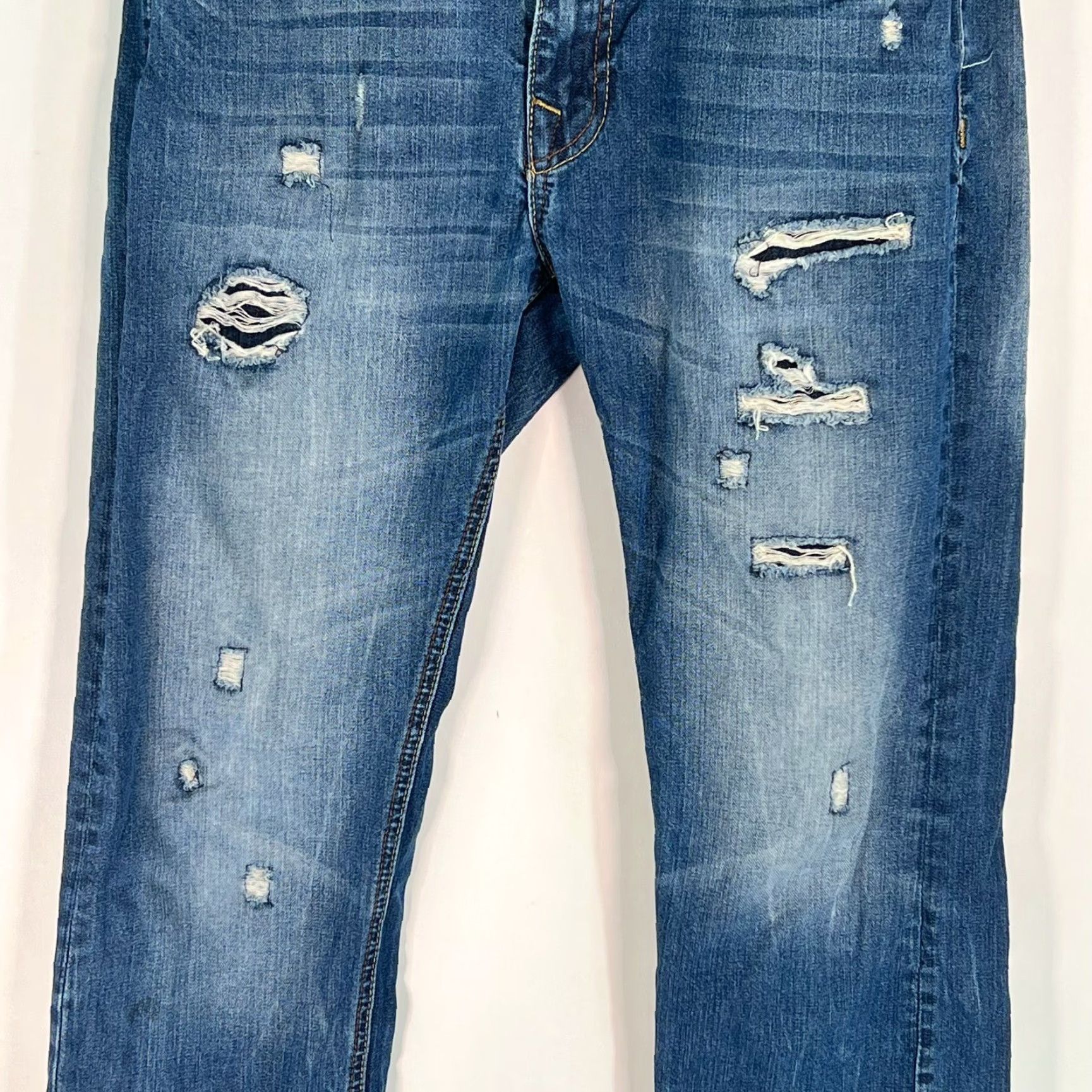 Denime Black Slim Fit Distressed Blue Denim Jeans Size 32X34 for Men Size US 32 / EU 48 - 5 Thumbnail