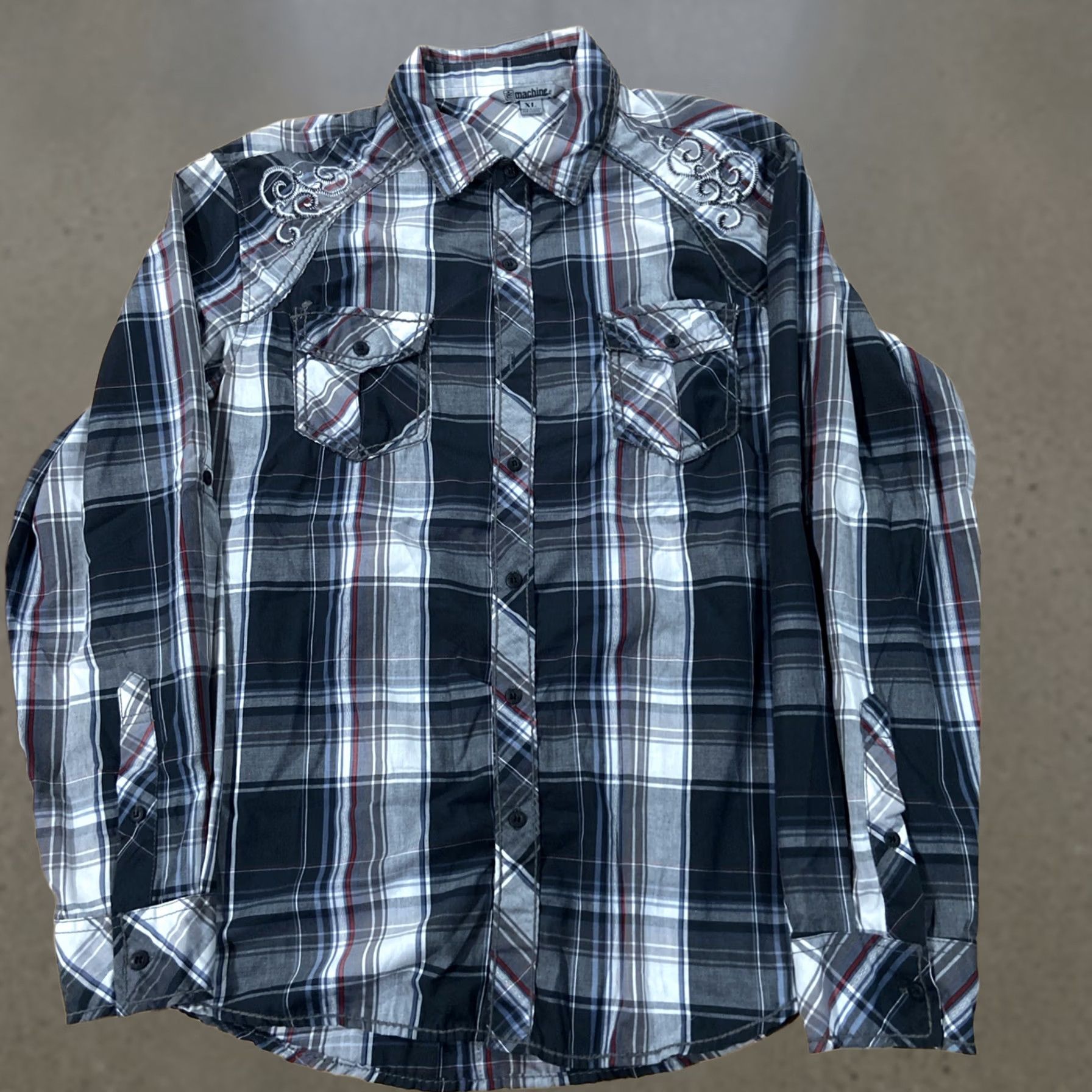 Toy Machine Machine Shirt XL Black Plaid Button Embroidery Crest Logo Script Hip Hop Y2K Men Long Sleeve Casual Button-Up Collared Cotton Woven Embroidered Size US XL / EU 56 / 4 - 1 Thumbnail