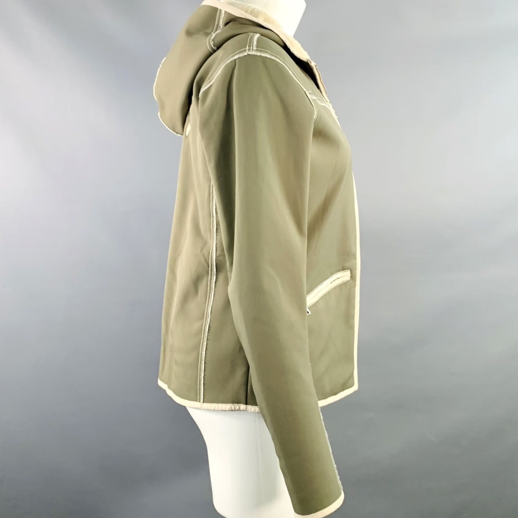 Bogner BOGNER Hooded Jacket Cream Olive Polyester Blend Embroidered Women Size M Size M / US 6-8 / IT 42-44 - 2 Thumbnail