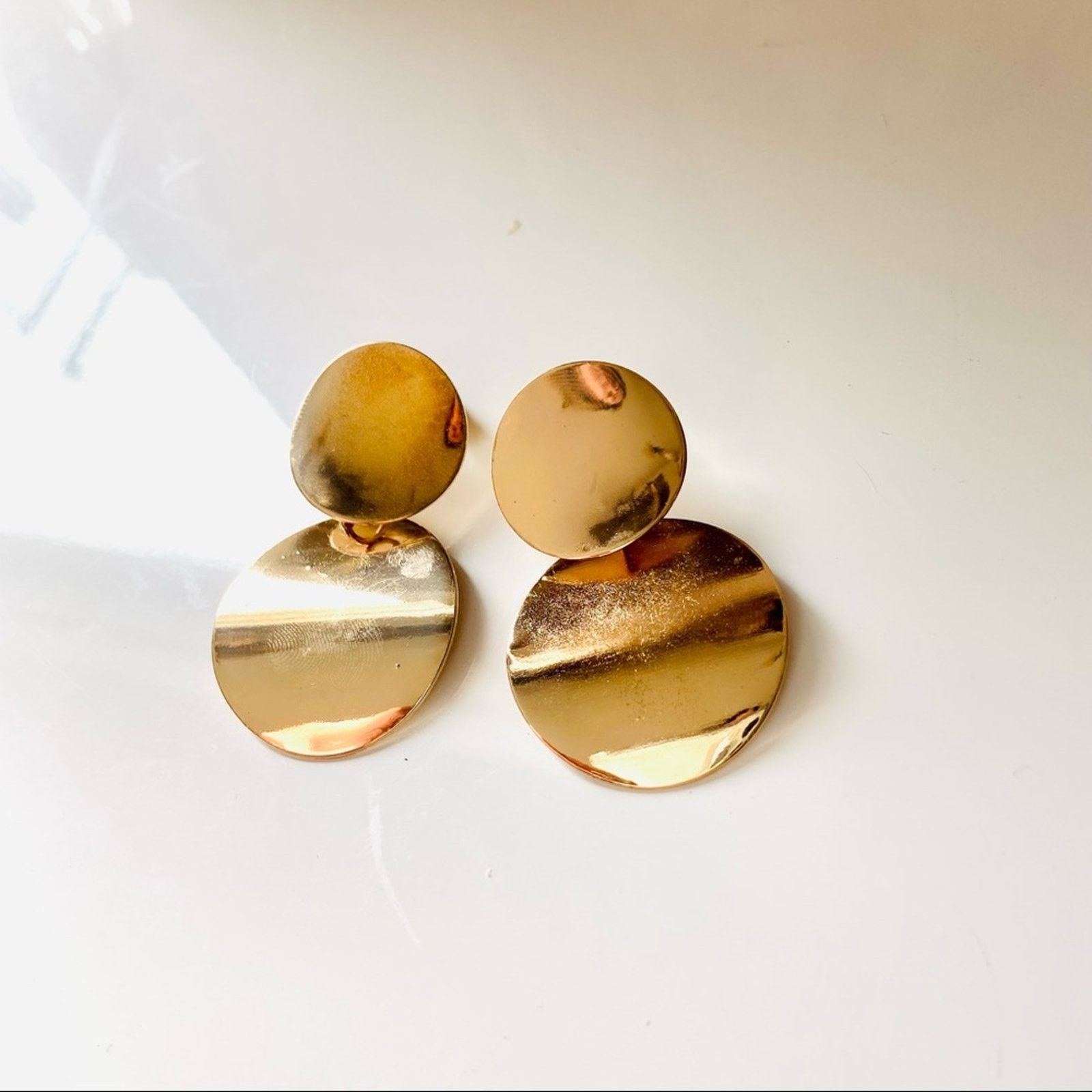Nordstrom NEW NORDSTROM REVOLVE Gold Circle Stud Drop Earrings Jewelry Size ONE SIZE - 7 Thumbnail