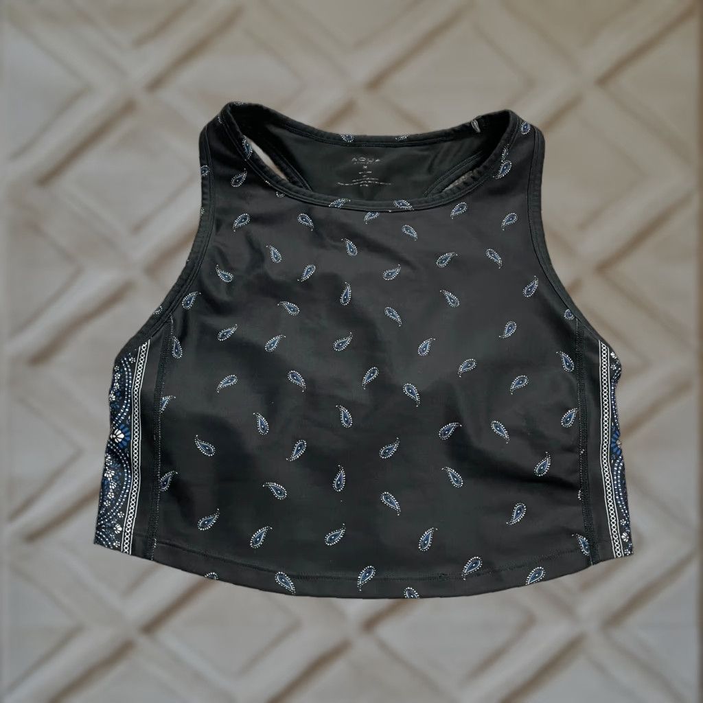 AQUA Aqua Top Womens Medium Black Paisley Cropped Tank Athletic Active Size M / US 6-8 / IT 42-44 - 1 Thumbnail