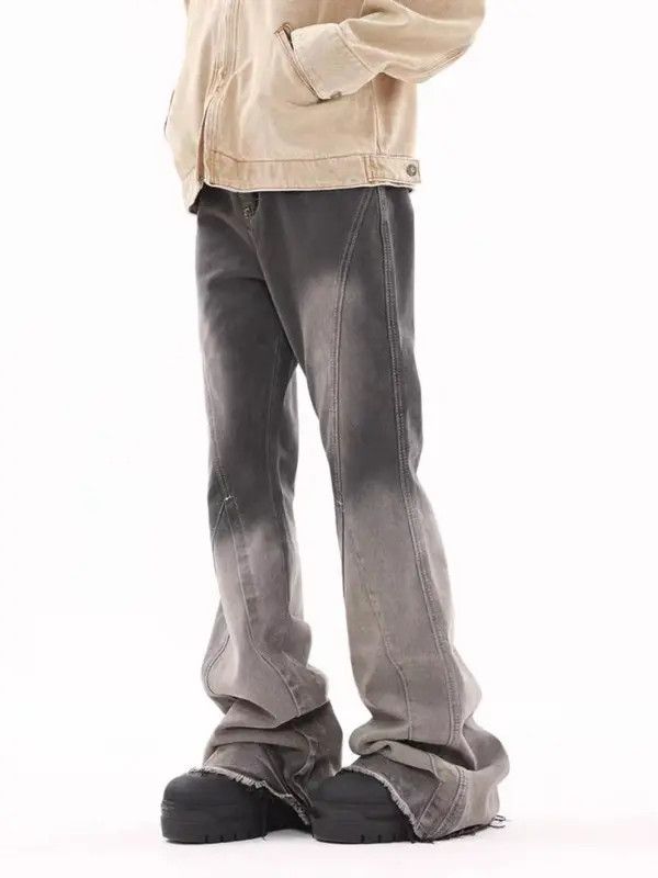 VIBE Vintage washed gradient raw edge draped micro-flare jeans Size US 32 / EU 48 - 3 Thumbnail