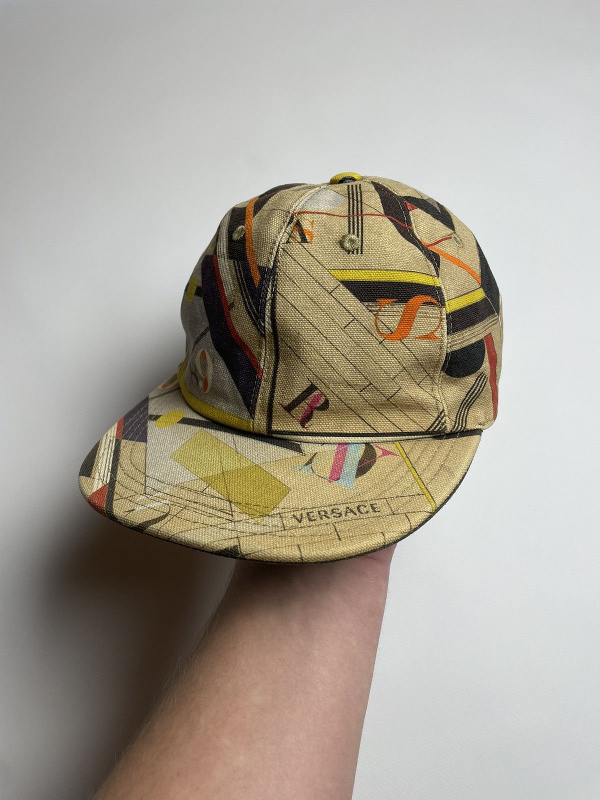 image of Gianni Versace Versace Printed Cap in Beige, Men's
