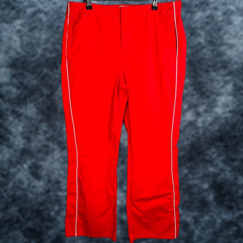 Bdg BDG Womens Red Wide Leg Track Pants With White Piping Size 12 Size 34" / US 12 / IT 48 - 1 Thumbnail