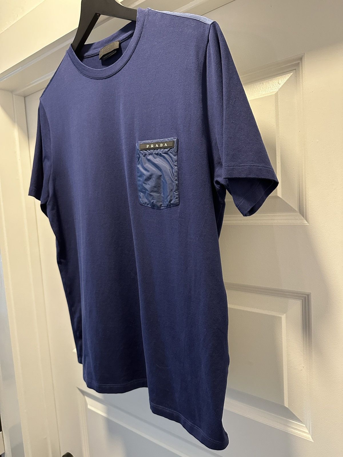 Prada Prada Stretch Cotton T-Shirt Nylon Pocket Navy L Size US L / EU 52-54 / 3 - 9 Thumbnail