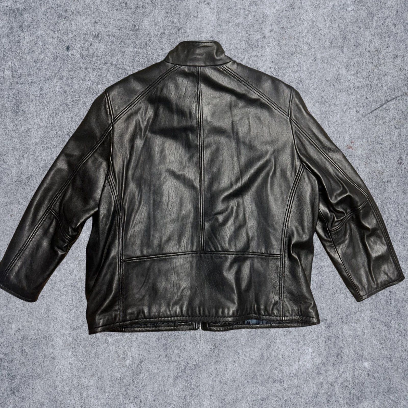 Andrew Marc Andrew Marc All Black Leather Bomber Jacket Motorcycle Biker Size US XXL / EU 58 / 5 - 2 Thumbnail