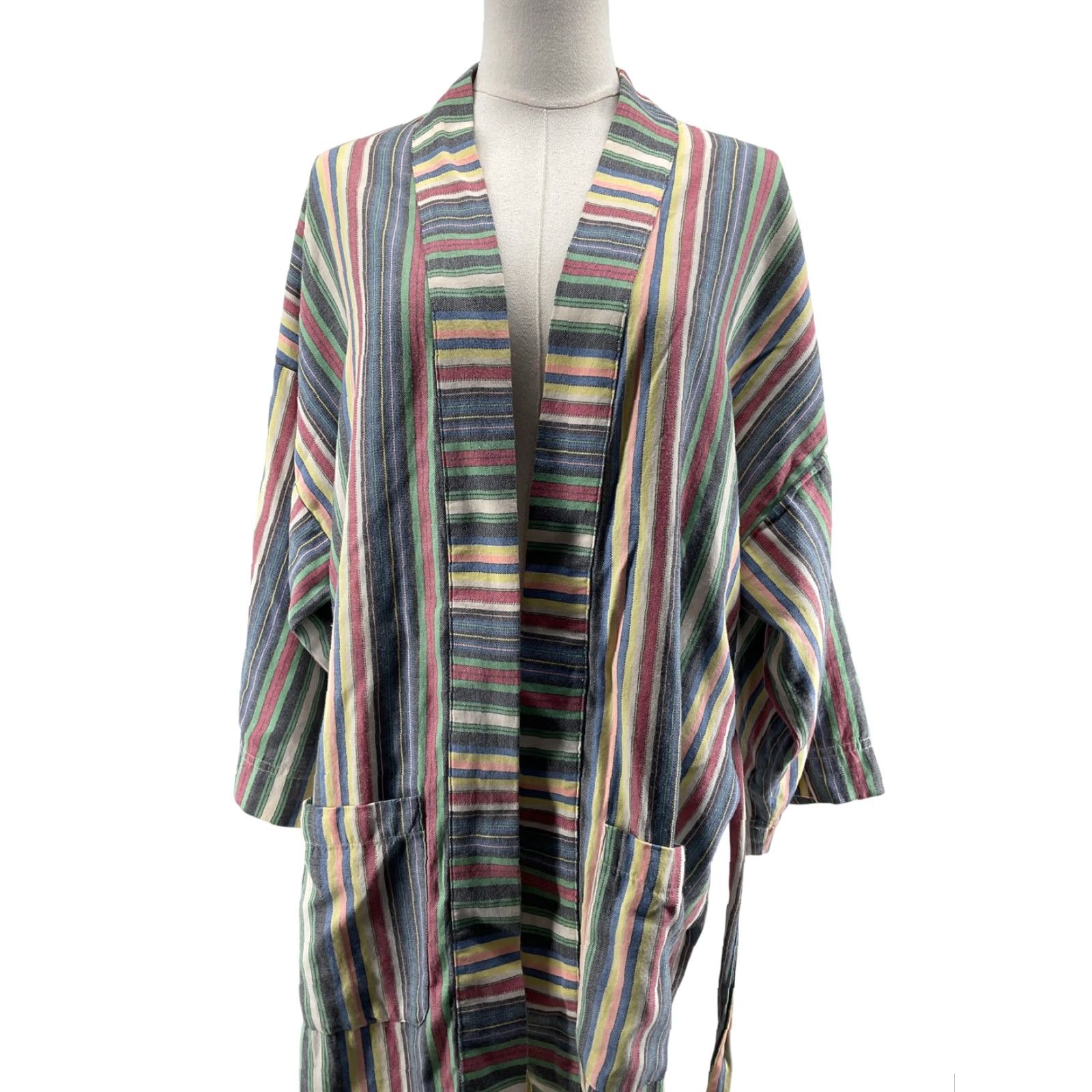 Marine Layer Marine Layer Coatigan Womens S/M Multicolor Cotton Kimono Belted Pockets Size S / US 4 / IT 40 - 2 Thumbnail
