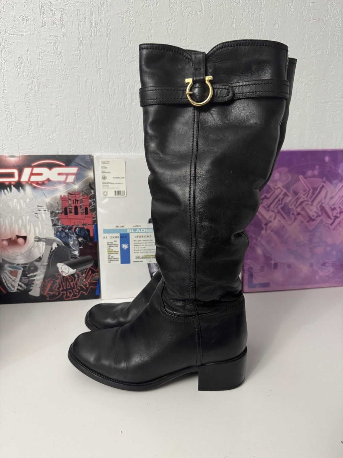 Salvatore Ferragamo Salvatore Ferragamo Leather Knee High Boots Gancini Gold Size US 9.5 / IT 39.5 - 1 Thumbnail