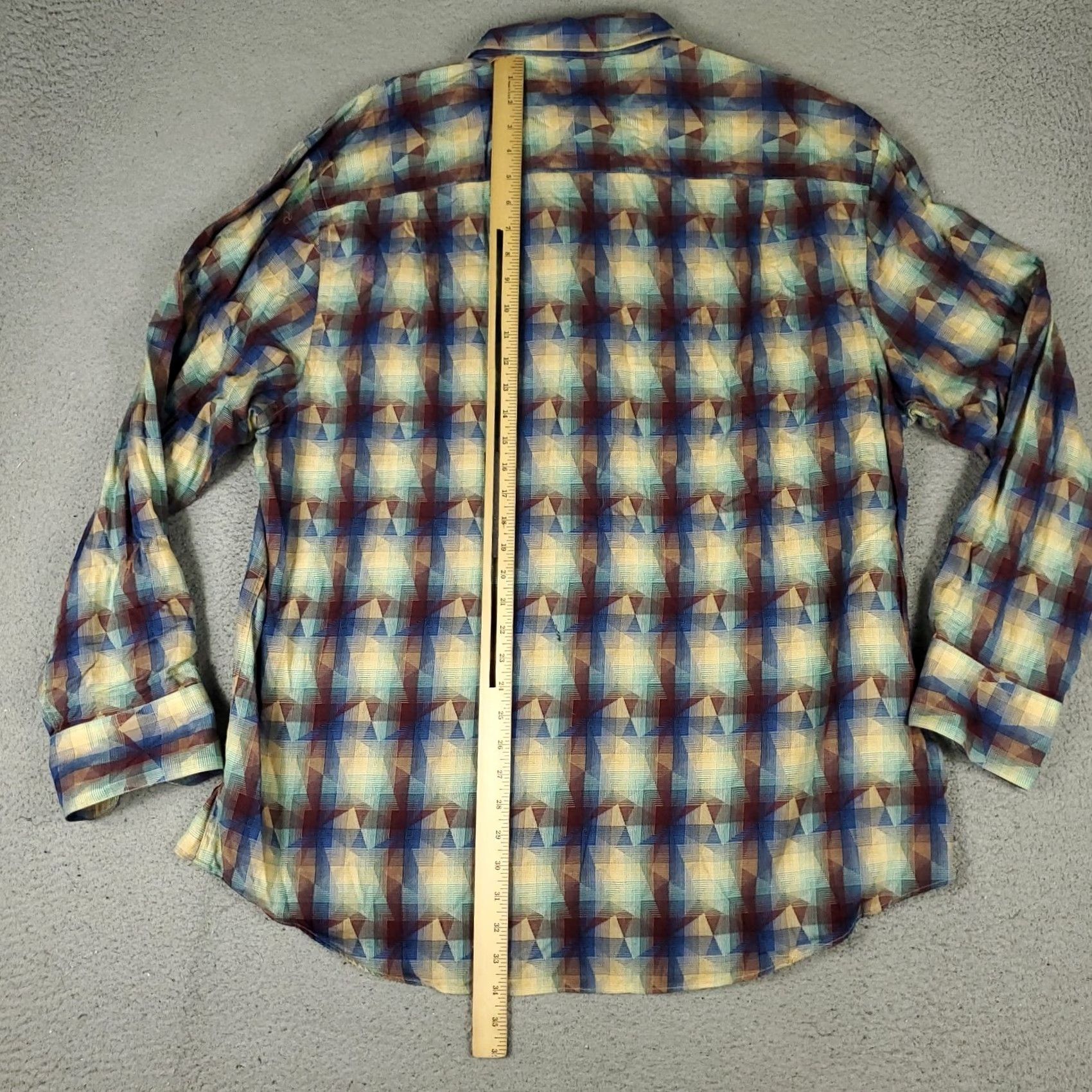 Vintage Jhane Barnes Shirt Mens 2XL Blue Brown Abstract Casual Button Up Long Sleeve Geometric Pattern Modern Classic Preppy Business Workwear Size US XXL / EU 58 / 5 - 3 Thumbnail