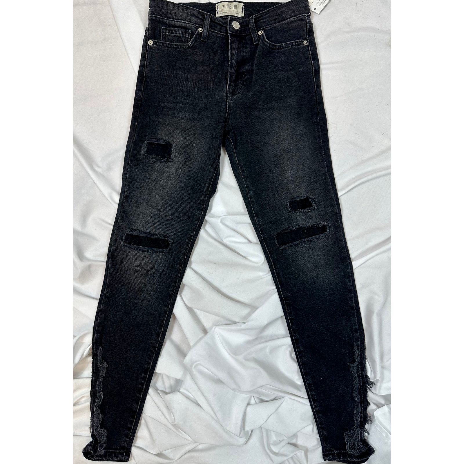 Free People Free People About a Girl Ripped Skinny Jeans Black 25 Size 25" / US 0 / IT 36 - 10 Thumbnail