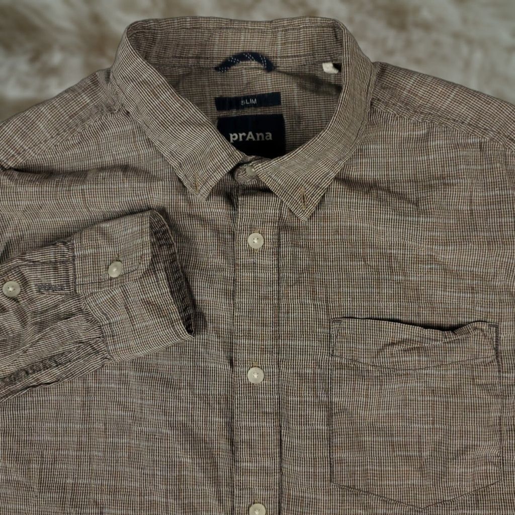 Prana prAna Shirt Mens Medium Brown Plaid Button-Up Long Sleeve Size US M / EU 48-50 / 2 - 1 Thumbnail