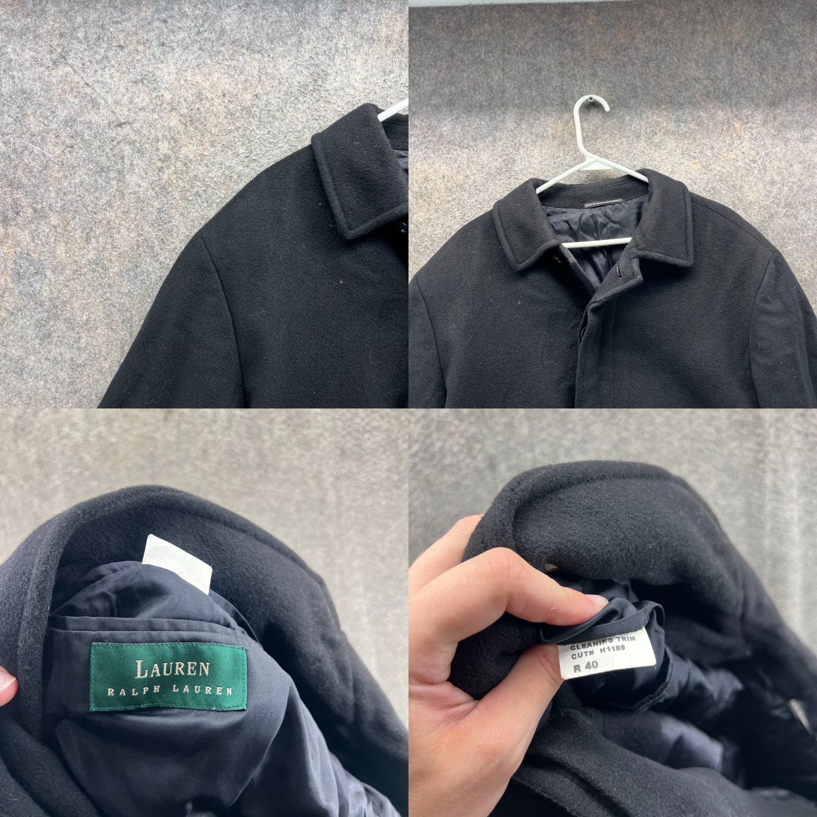 Ralph Lauren Lauren Ralph Lauren Trench Coat Mens 40 Black Wool Blend Overcoat Button Front Vintage N/A Size US XXS / EU 40 - 8 Thumbnail