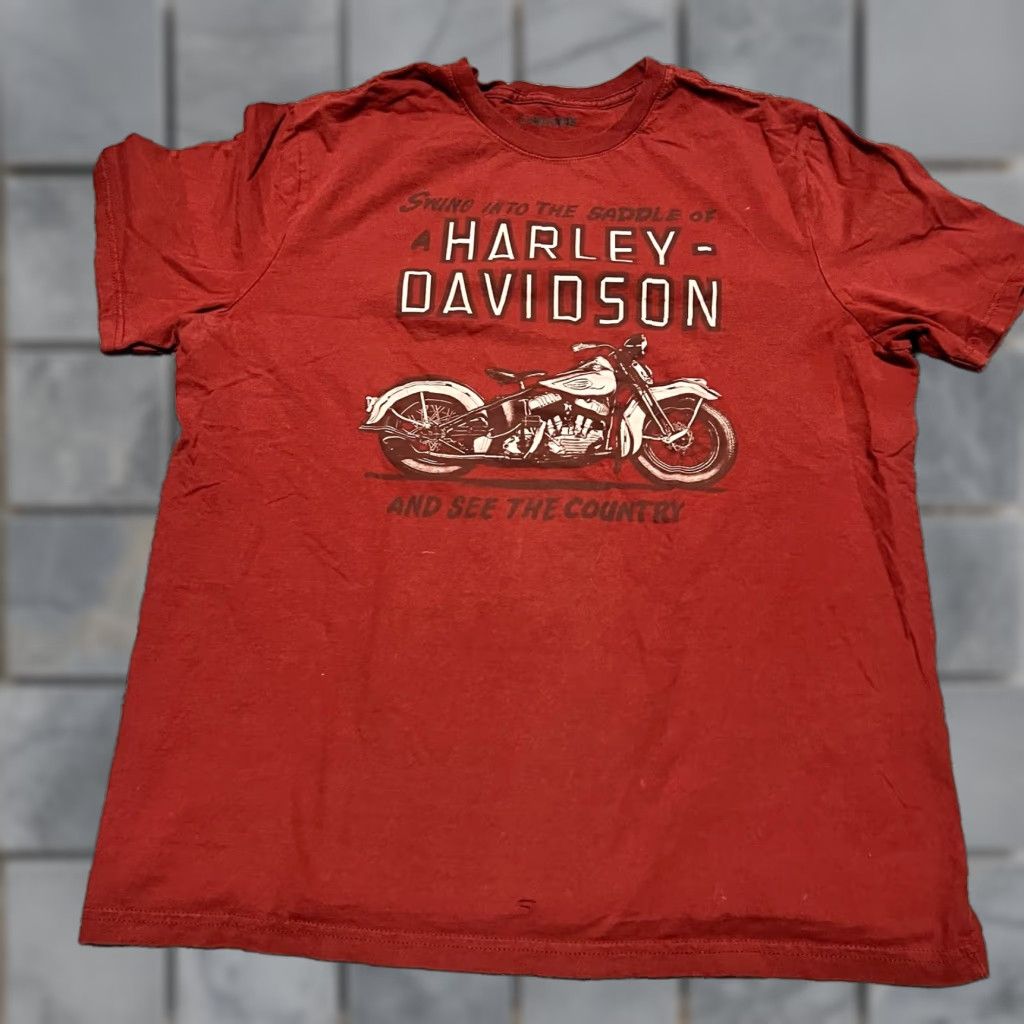Harley Davidson Harley Davidson Shirt Mens Large Red Motorcycle Graphic Saddle Country Mens L Red Size US L / EU 52-54 / 3 - 1 Thumbnail