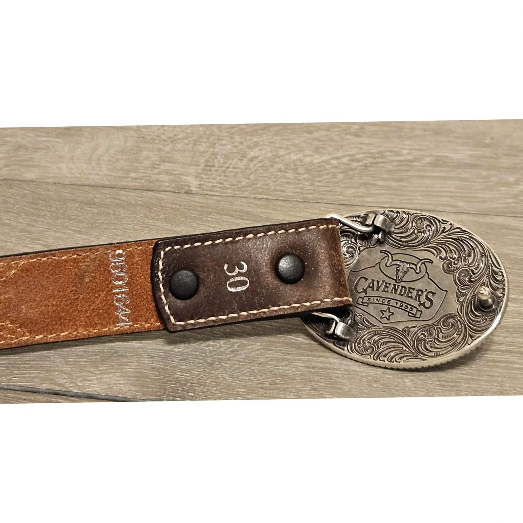 Vintage VINTAGE Cavender's Belt Buckle & Belt Size 30 Brown Men's 1965 Rodeo Bull Rider Buckle Belt 30 Size ONE SIZE - 8 Thumbnail