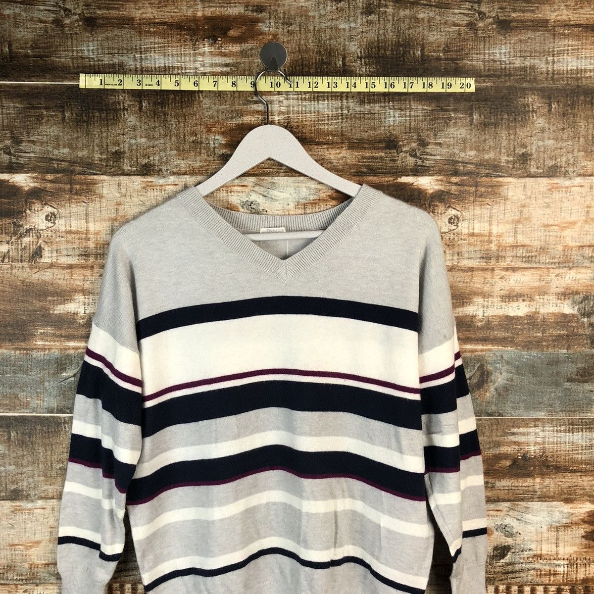 Homespun Knitwear × Japanese Brand × Solid and Striped Cinema Club Grey stripe Knitwear #A1543 Size L / US 10 / IT 46 - 2 Thumbnail