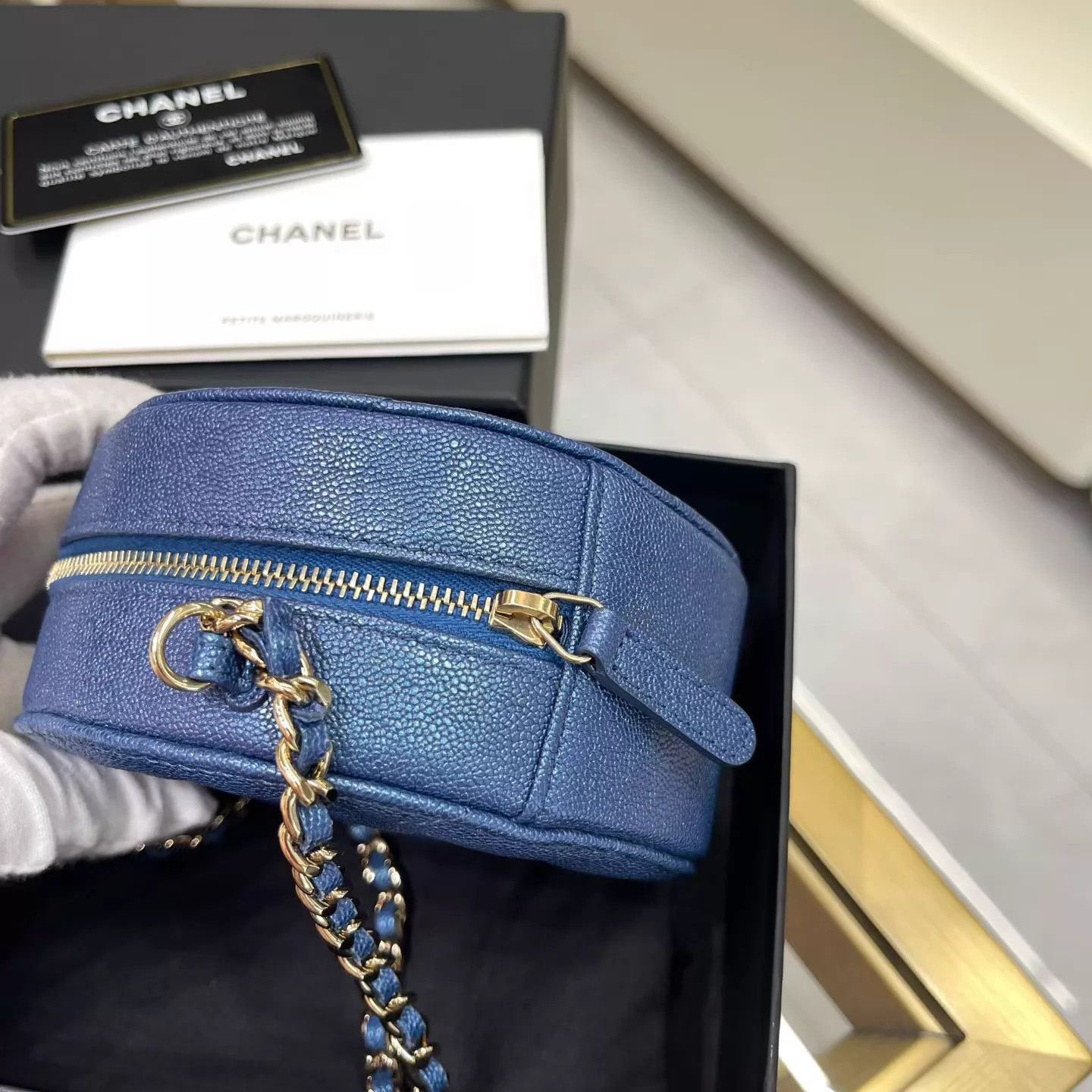 Chanel Chanel 19 Bag Blue Gold Caviar Chain 12x12x5cm Like New Size ONE SIZE - 6 Thumbnail