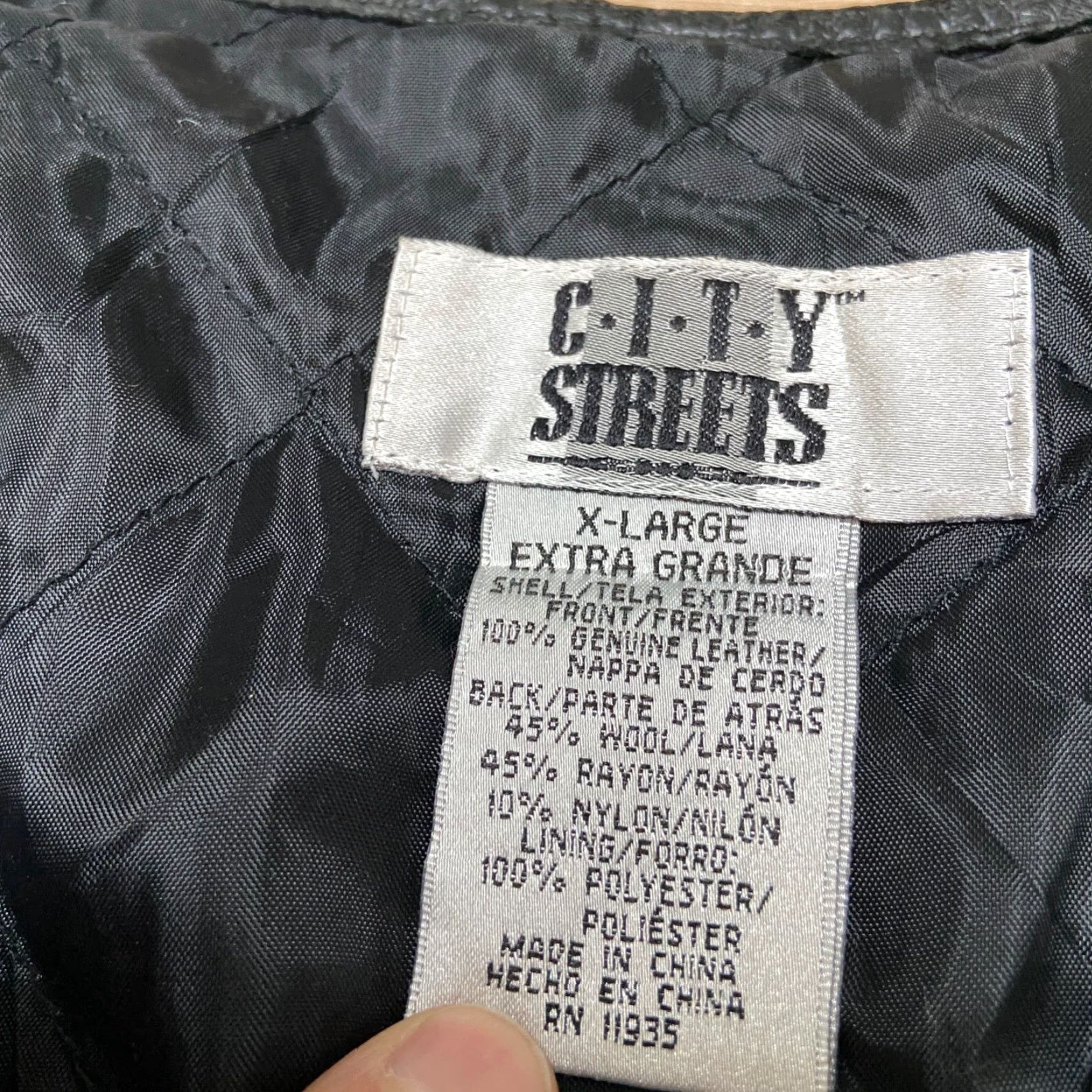 Vintage VINTAGE City Streets Leather Jacket Mens XL Vest Full Zip 80s 90s Motorcycle Wool Lining Black Size US XL / EU 56 / 4 - 2 Thumbnail