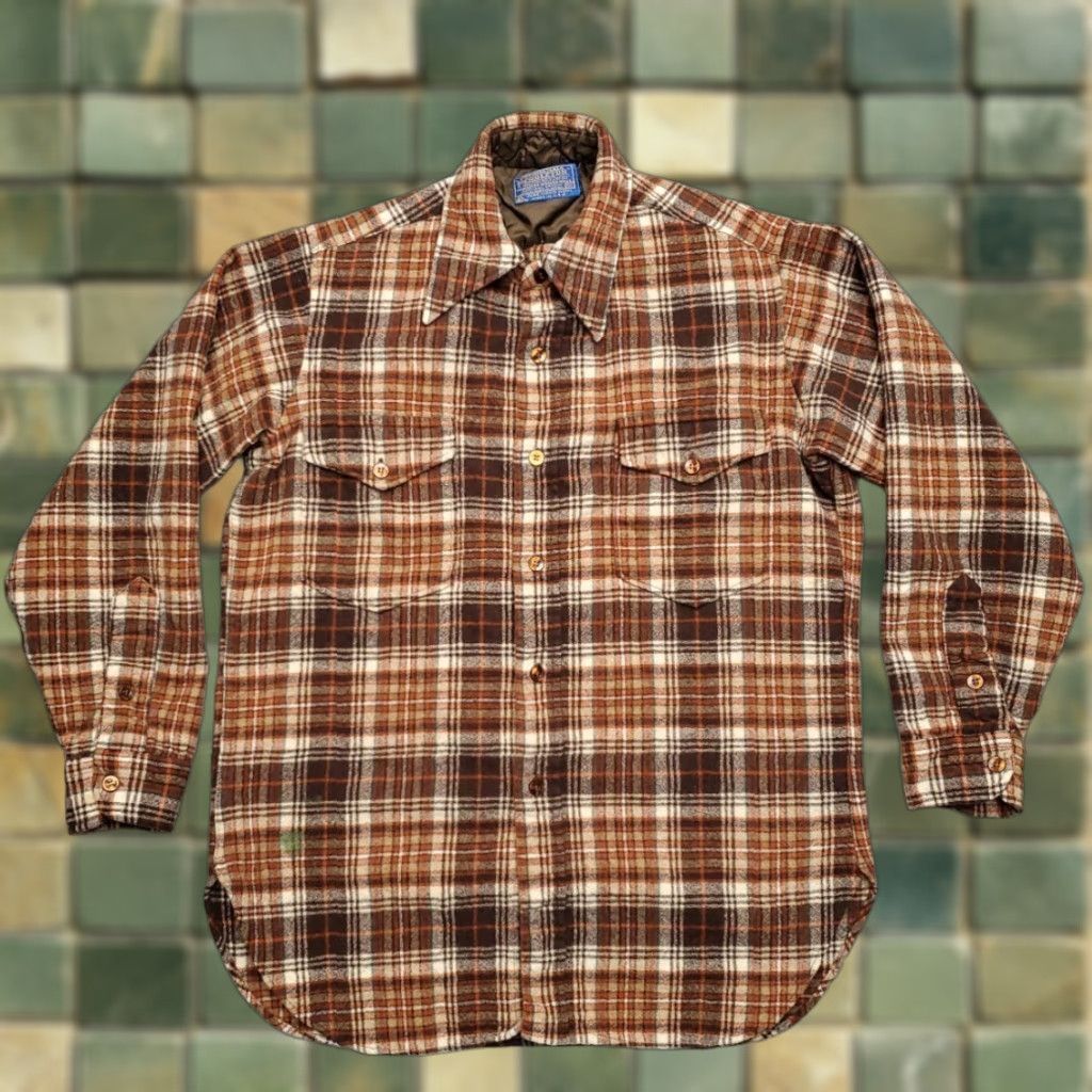 Pendleton VINTAGE Pendleton Shirt Mens M Brown Plaid 100% Wool Board Flap Pocket Made in USA Shirt Mens M Brown Plaid 100% Wool Bod Flap Pocket USA Size US L / EU 52-54 / 3 - 1 Thumbnail