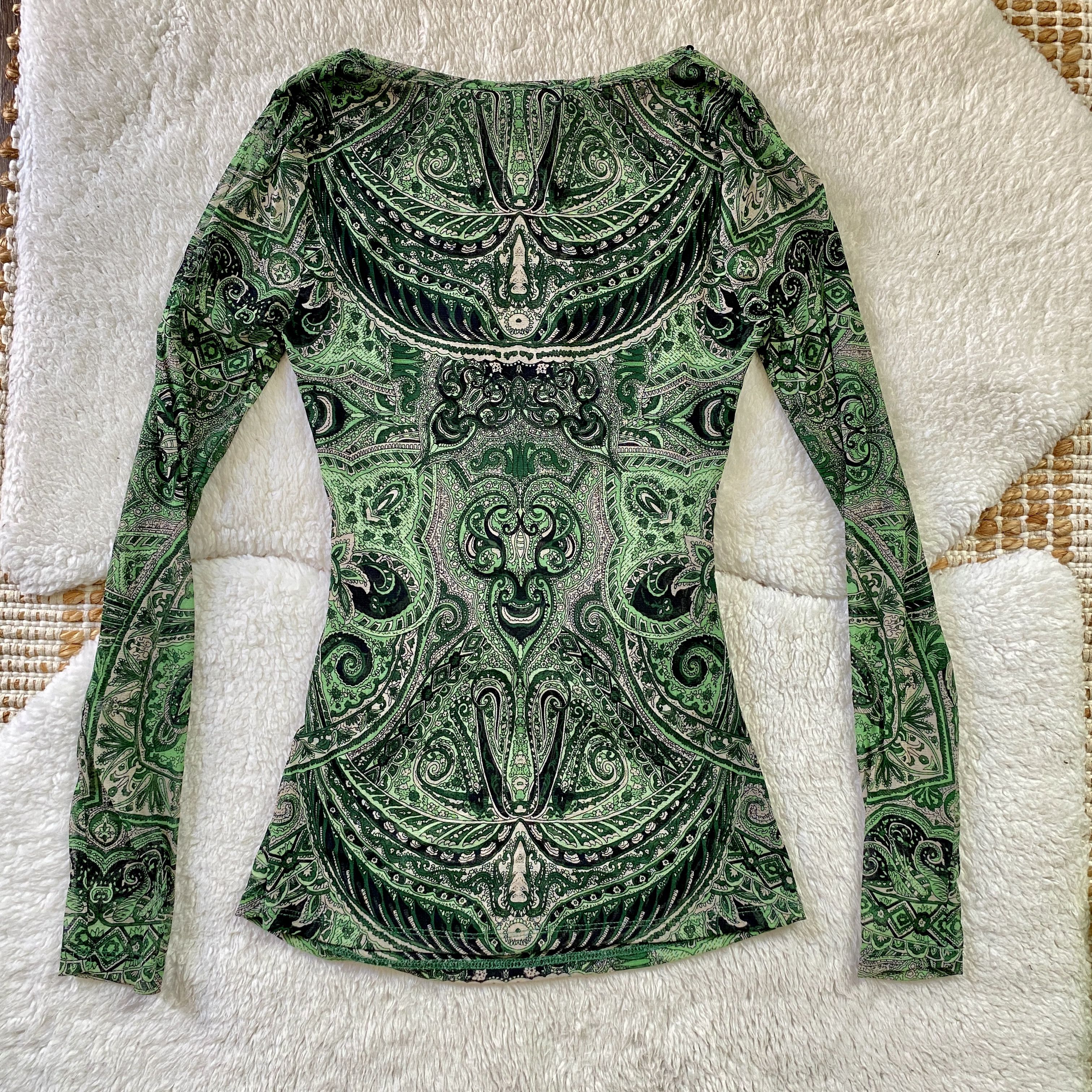 I.N.C INC International Concepts Sheer Green Paisley Beaded Top Size M / US 6-8 / IT 42-44 - 7 Thumbnail