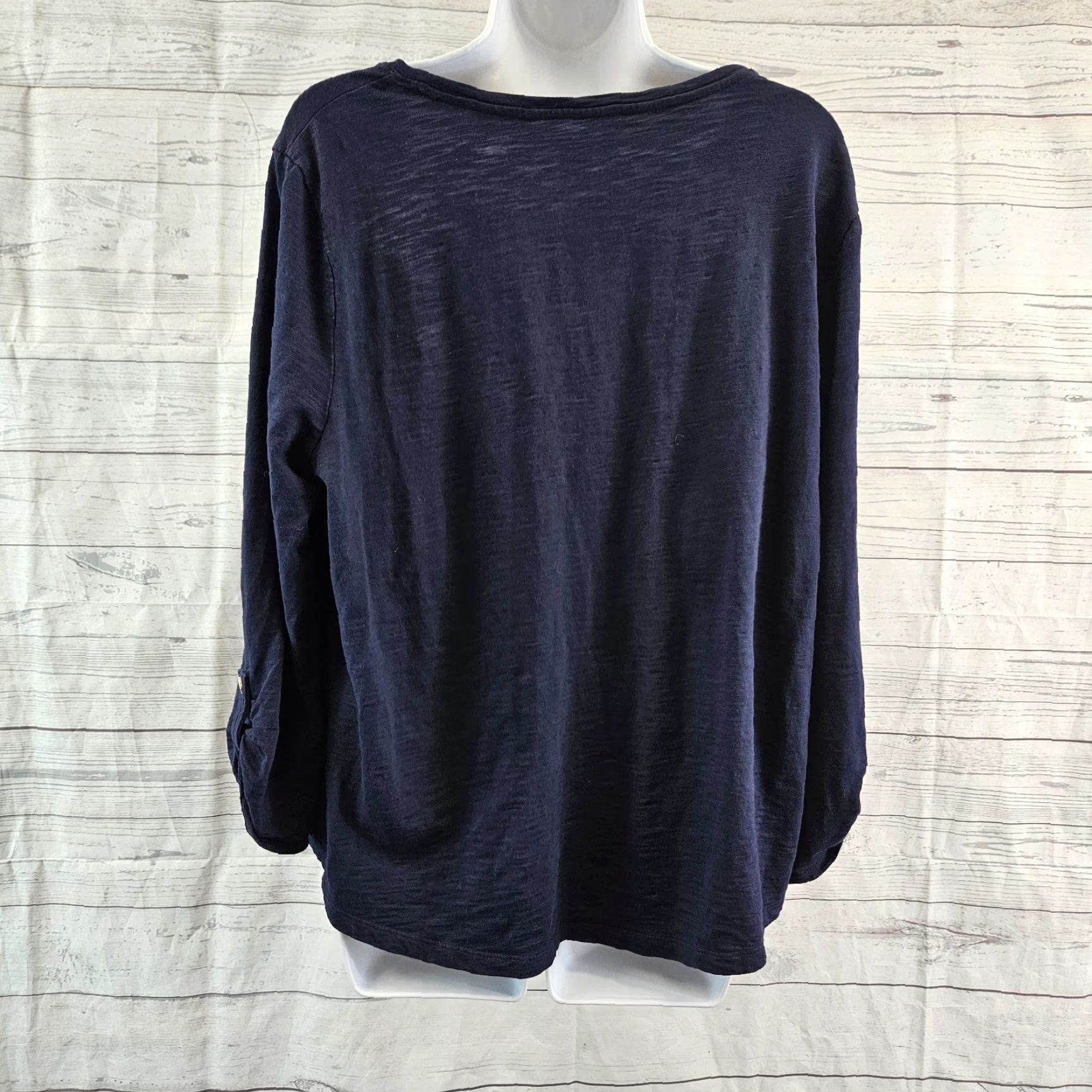 Vintage Chico's Womens Ultimate Tee XL Solid Blue Cotton Blend Tabbed Sleeves Shirt Womens XL Blue 90s? Size XL / US 12-14 / IT 48-50 - 4 Thumbnail