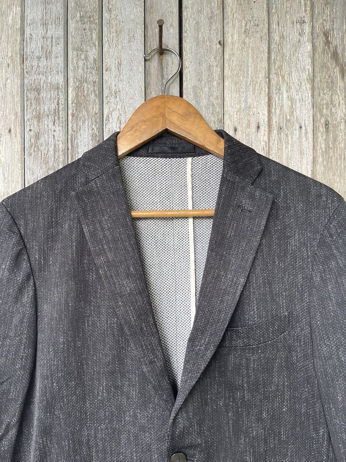 Designer Tête Homme Textured Black Blazer Jacket – Size L Size US M / EU 48-50 / 2 - 2 Thumbnail