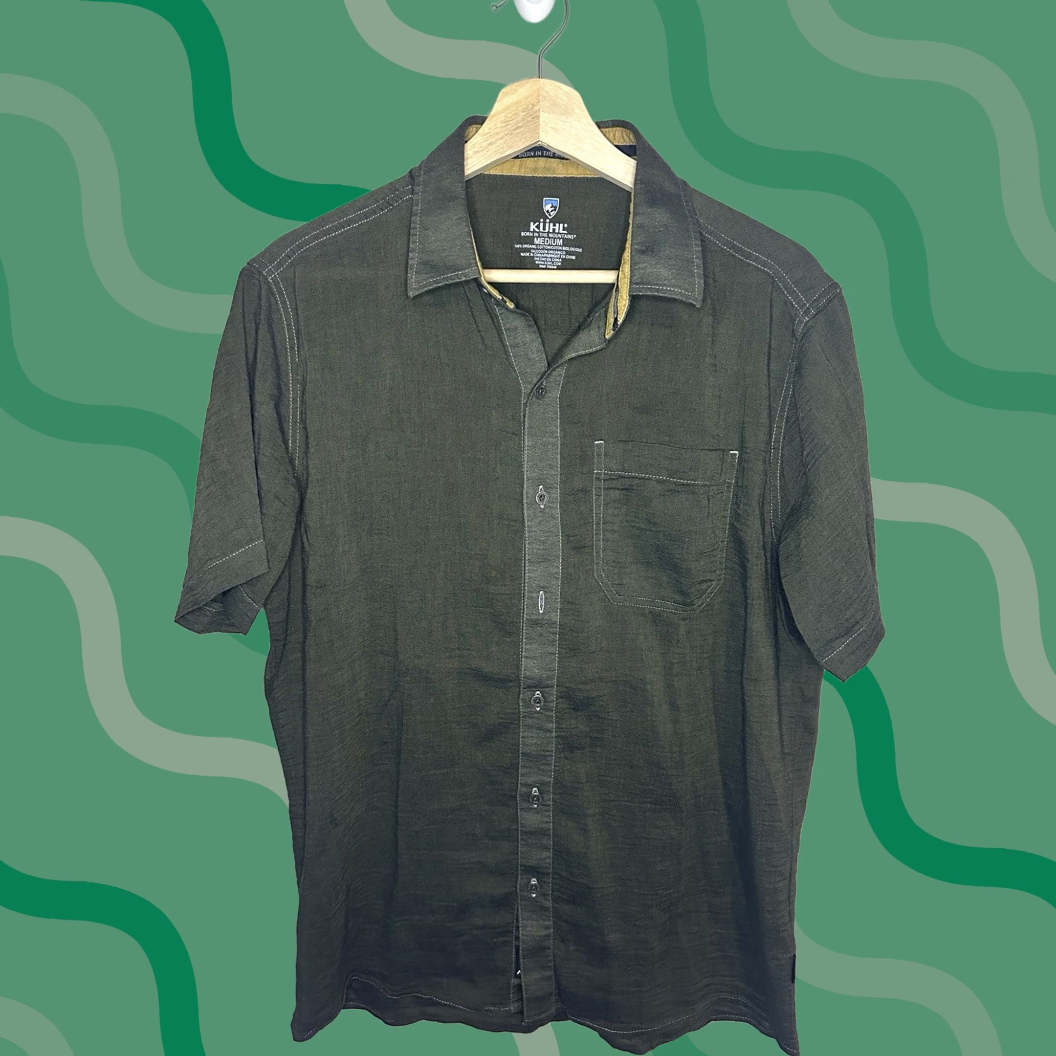 Vintage Kuhl Stealth Shirt Mens M Button-Up Short Sleeve Olive Cotton Size US M / EU 48-50 / 2 - 1 Thumbnail