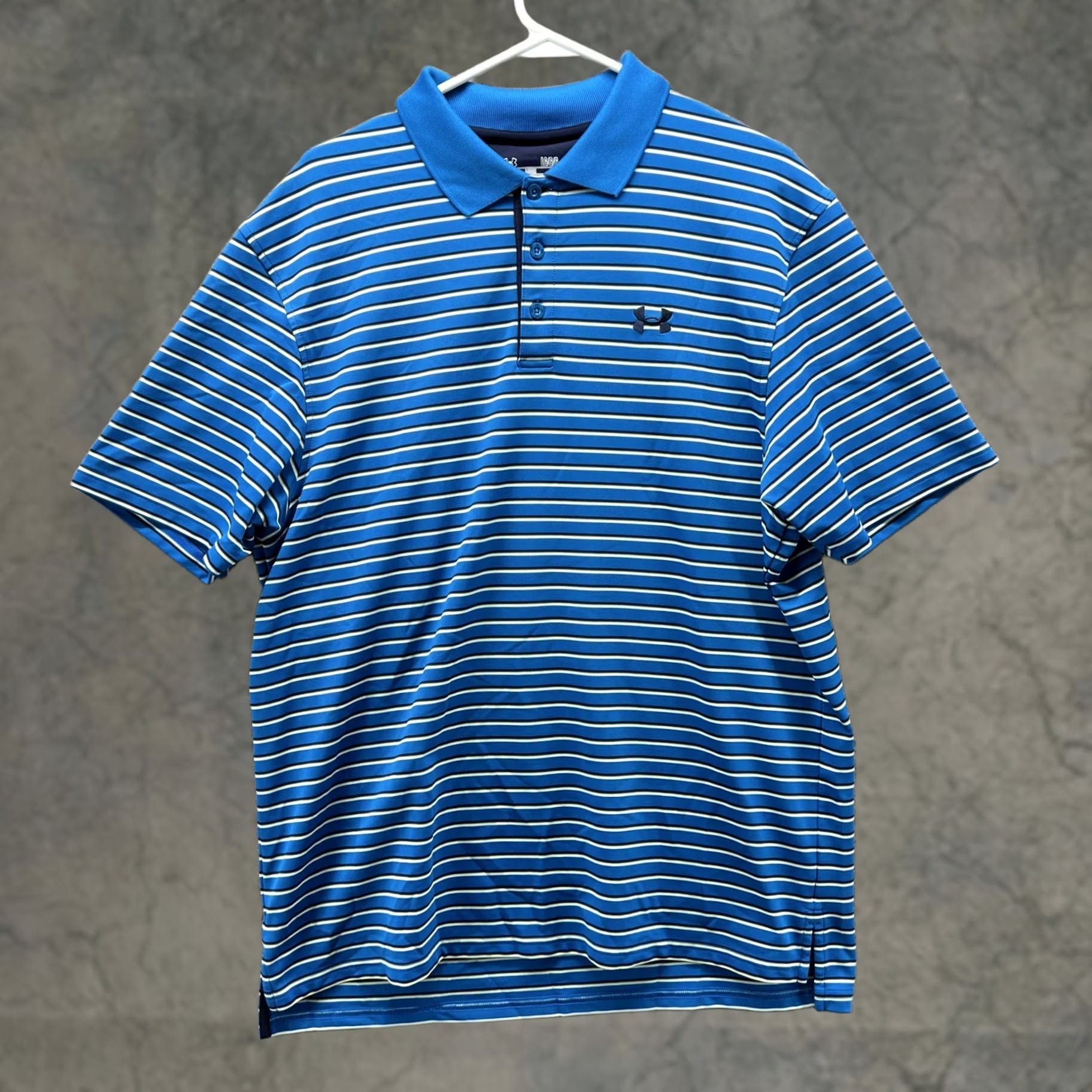 Under Armour Under Armour Polo Shirt Mens L Blue Striped HeatGear Golf Performance Size US L / EU 52-54 / 3 - 1 Thumbnail