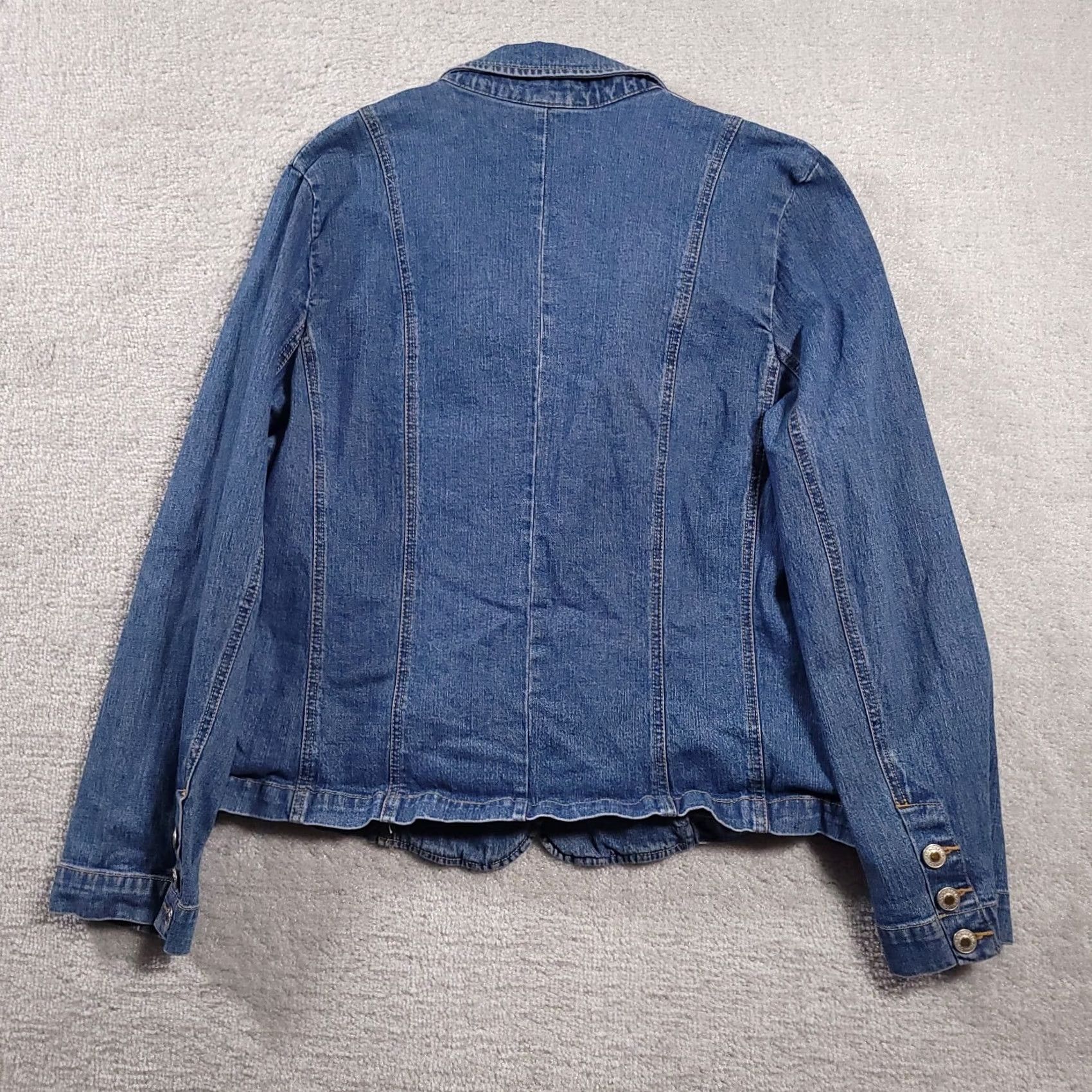 Vintage SagHarbor Blue Jean Jacket Womens 4 Stretch Denim Button Up Pockets Collared Jacket Size 27" / US 4 / IT 40 - 7 Thumbnail