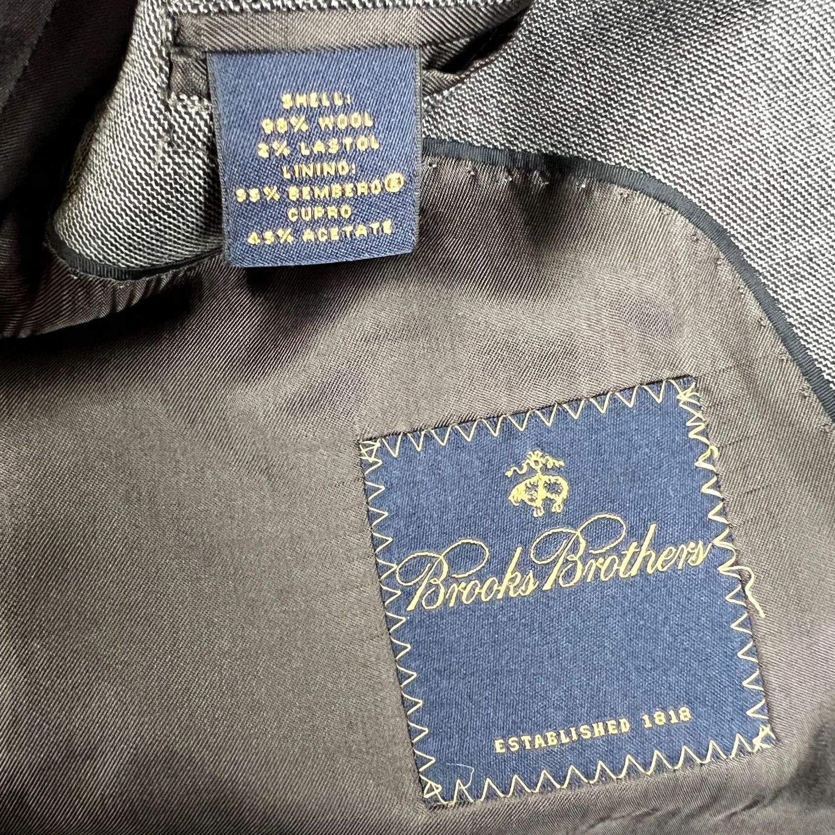 Brooks Brothers Brooks Brothers Wool Suit Coat Blazer Pants Set 44R Mens 34x30 Grey Pleated 2 Piece Classic Wool Suit Mens Gray Formal Size 44R - 5 Thumbnail