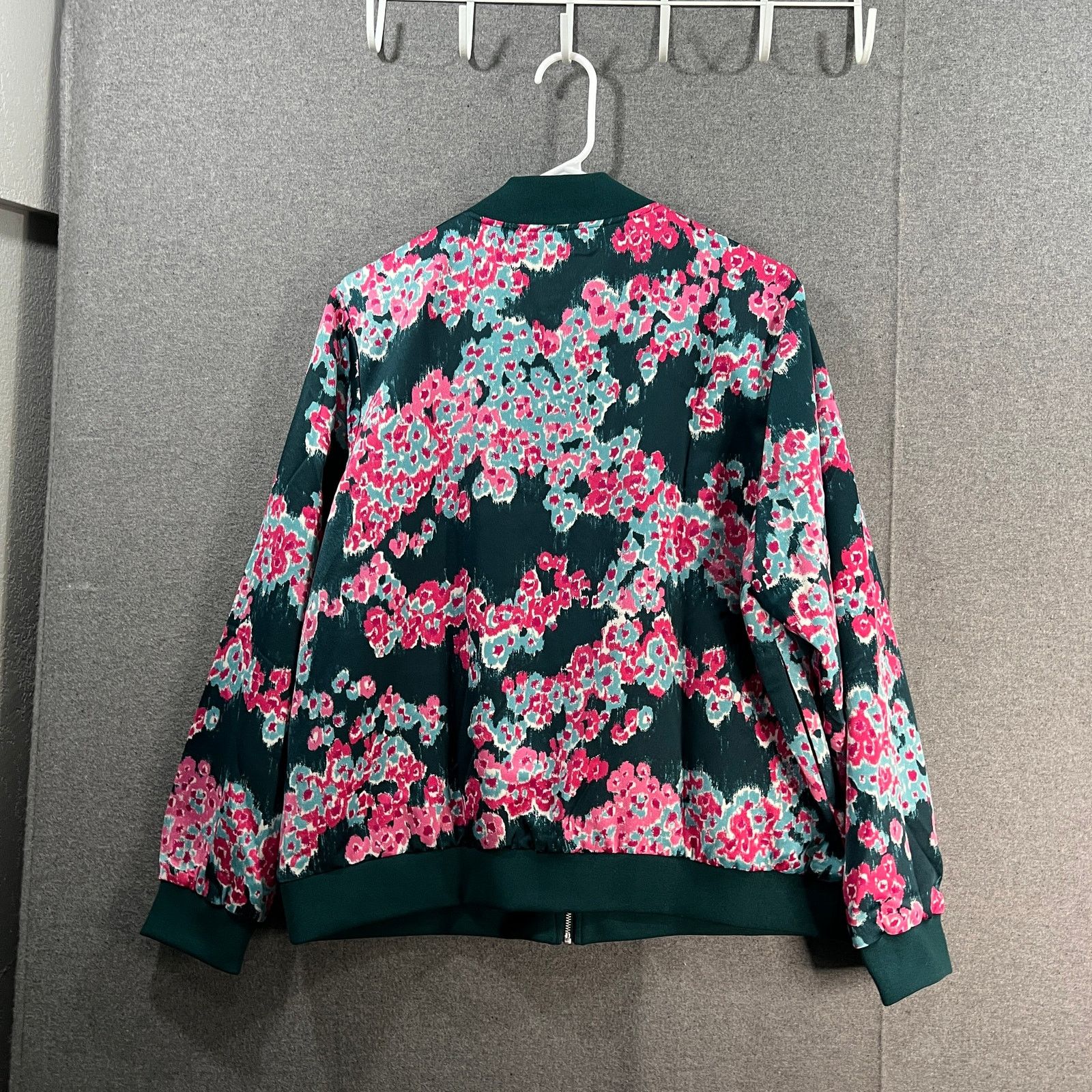 Other J Jason Wu Printed Abstract Floral Bomber Jacket Teal Size M / US 6-8 / IT 42-44 - 2 Thumbnail