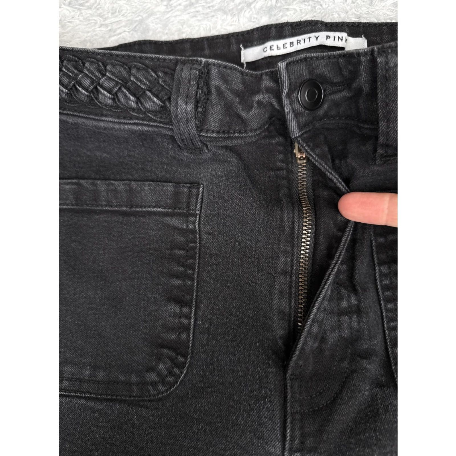 Vintage Celebrity Pink Jeans Juniors 15/32 Flare Denim Gray Charcoal Stretch 30x30 Size 36" / US 14 / IT 50 - 5 Thumbnail