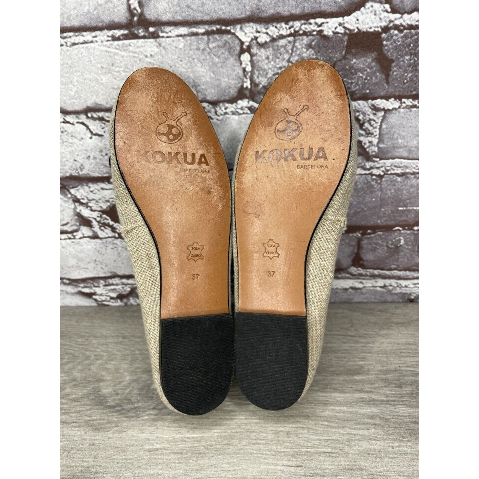 Other Kokua Tan Canvas Fabric Black Bow Casual Ballet Flats Shoes Size US 6.5 / IT 36.5 - 10 Thumbnail