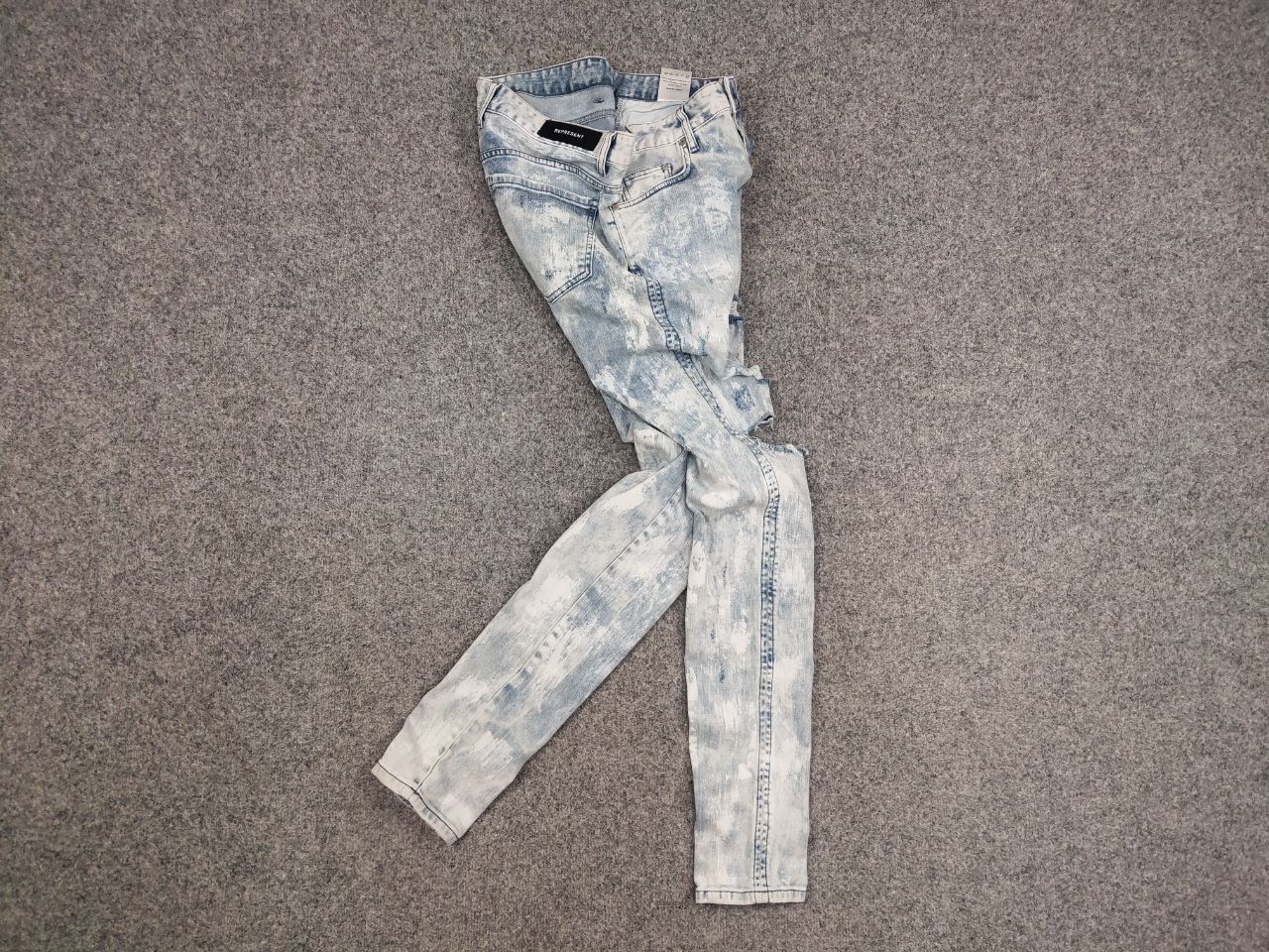 Represent Clo. Represent Design Blue Distressed Painted Denim Slim Jeans Size US 34 / EU 50 - 1 Thumbnail