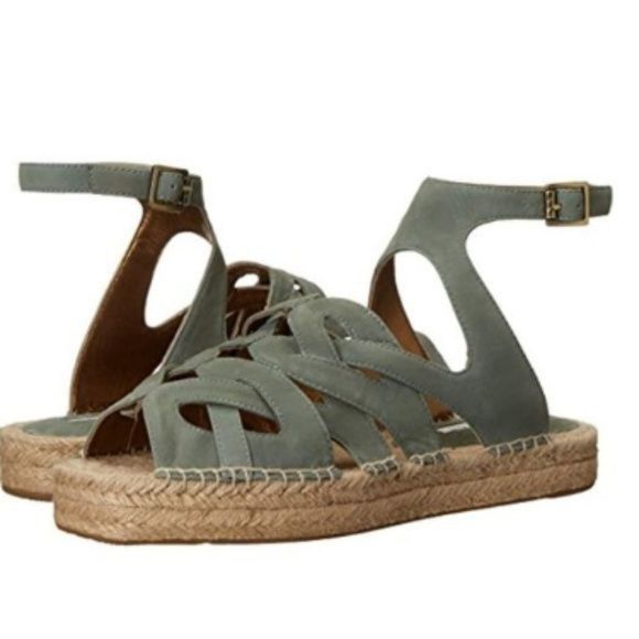 Other Cynthia Vincent Espadrille Platform Sandals Mint Green Suede Size US 7 / IT 37 - 3 Thumbnail