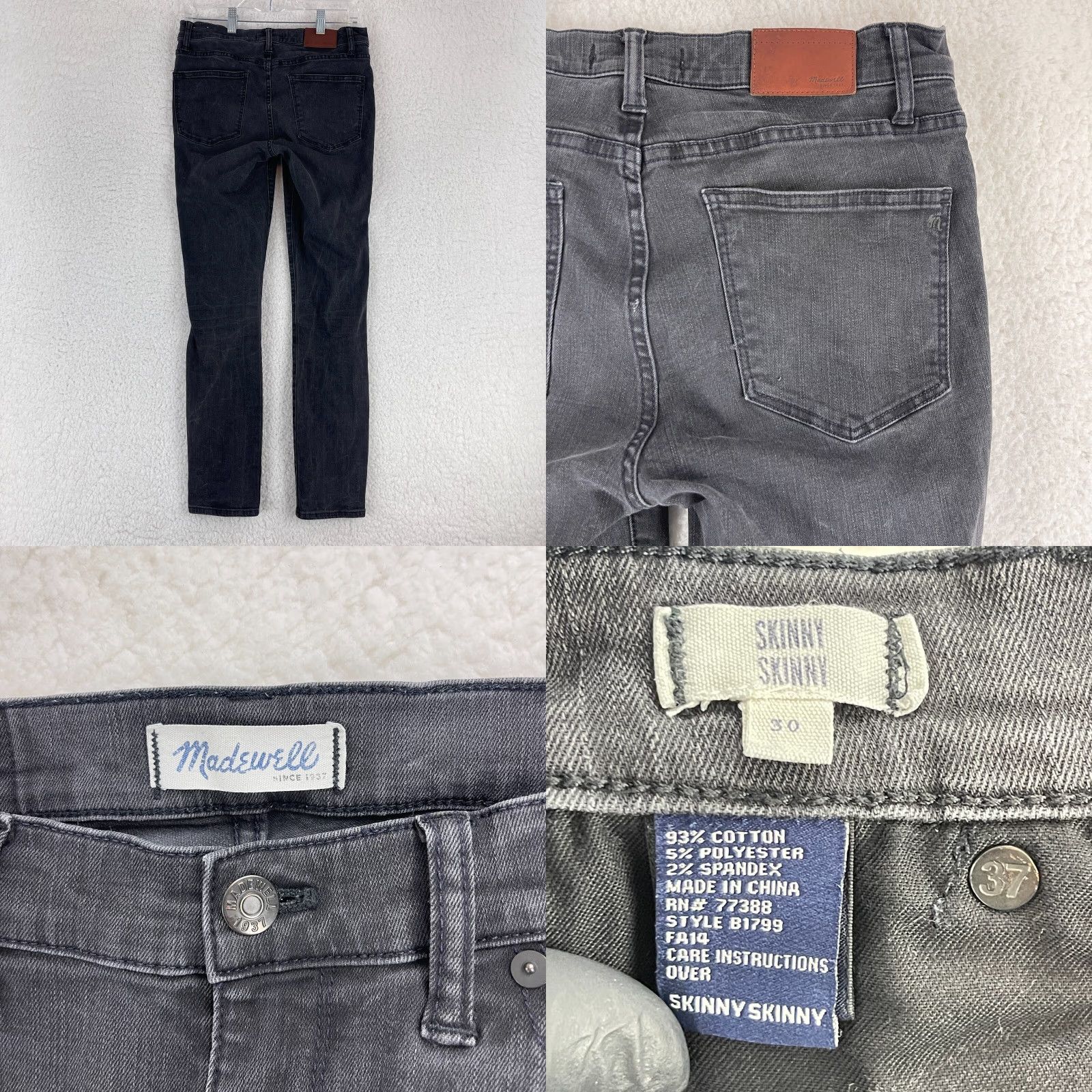 Madewell Madewell Jeans Womens Size 30 Black Denim Mid-Rise Skinny Regular 5-Pocket Stretch Casual Pants Size 30" / US 8 / IT 44 - 9 Thumbnail